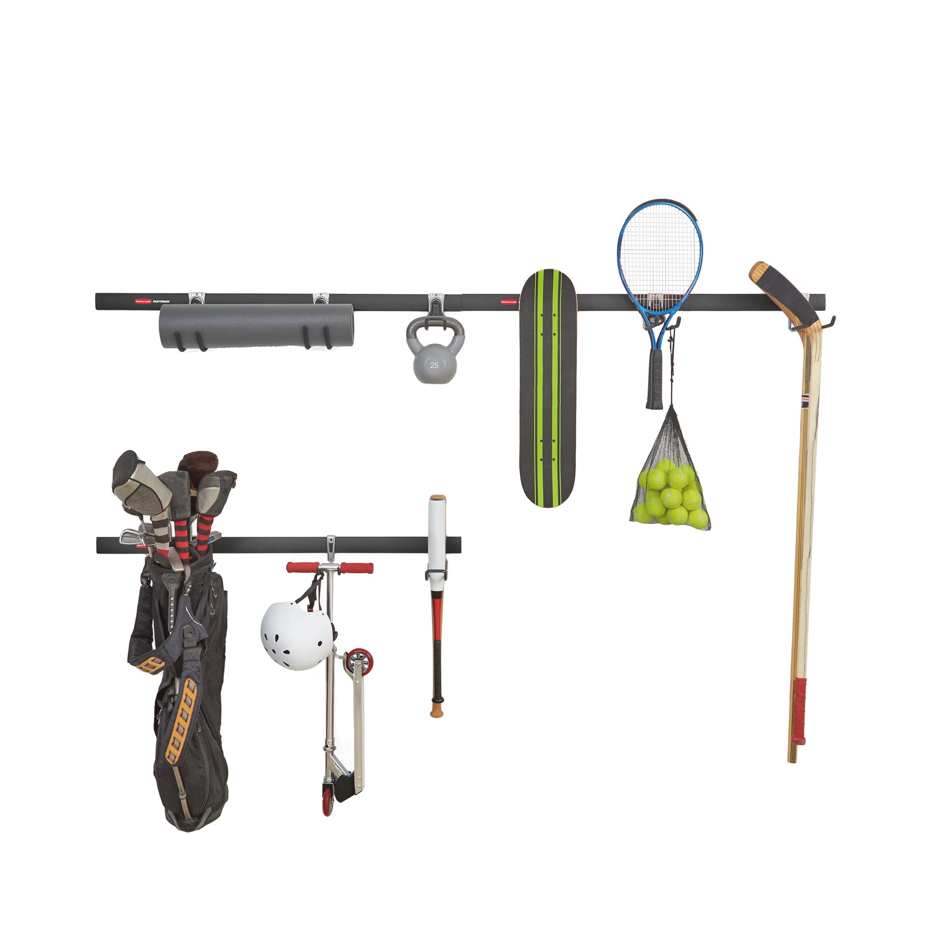 slide 1 of 6, Rubbermaid FastTrack Garage 12 -Piece 48-in Black/Silver Steel Multipurpose Storage rail system, 1 ct