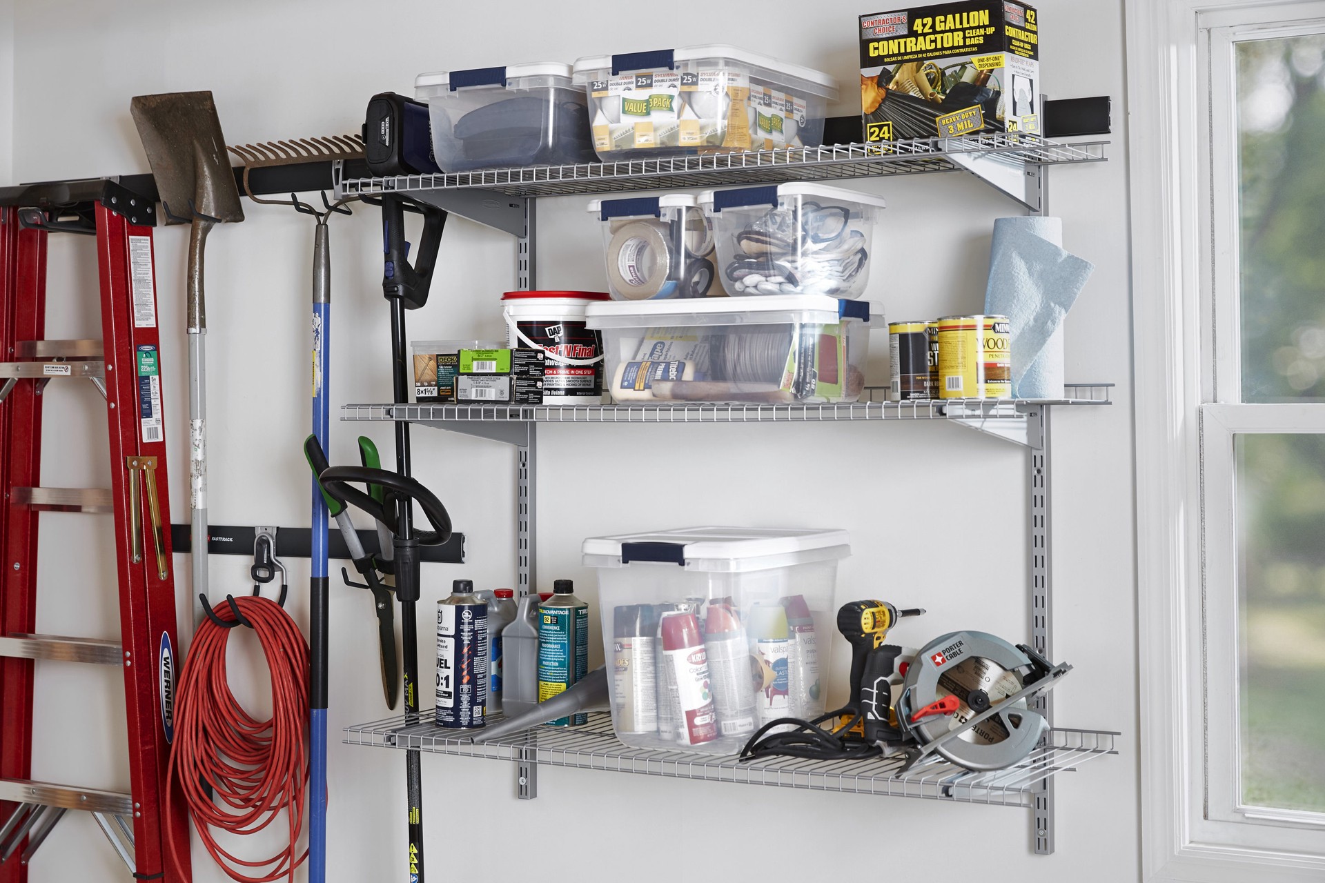 slide 4 of 6, Rubbermaid FastTrack Garage 12 -Piece 48-in Black/Silver Steel Multipurpose Storage rail system, 1 ct