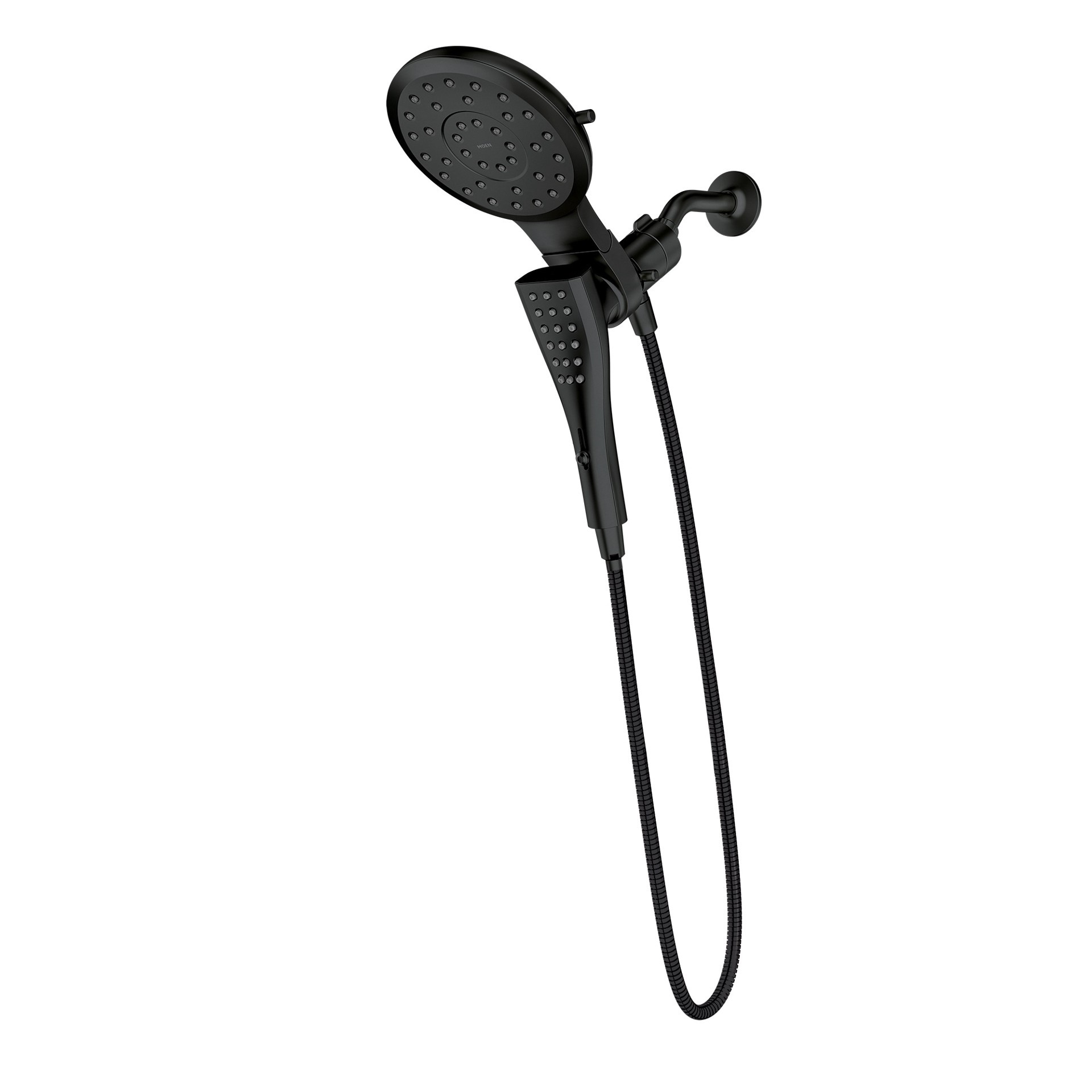 slide 1 of 6, Moen Verso 8.0 -Spray Matte Black 7-in Round Rain Shower Head with Handheld Combo 1.75 GPM, 1 ct