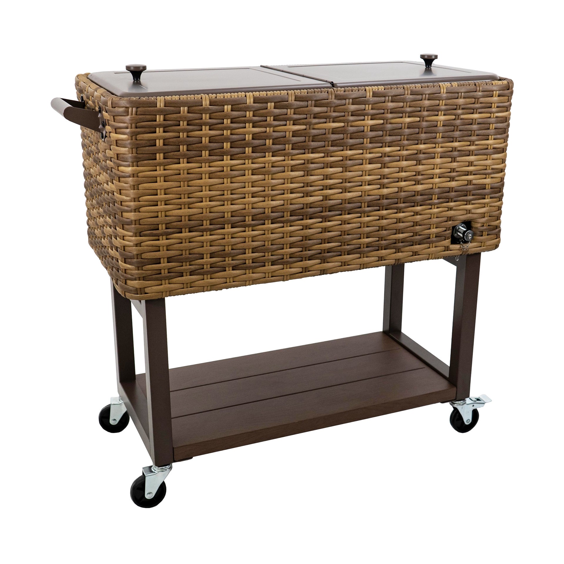 slide 2 of 6, allen + roth Maitland Hand-Woven Wicker 80 Quart(s) Brown Insulated Beverage cooler, 1 ct