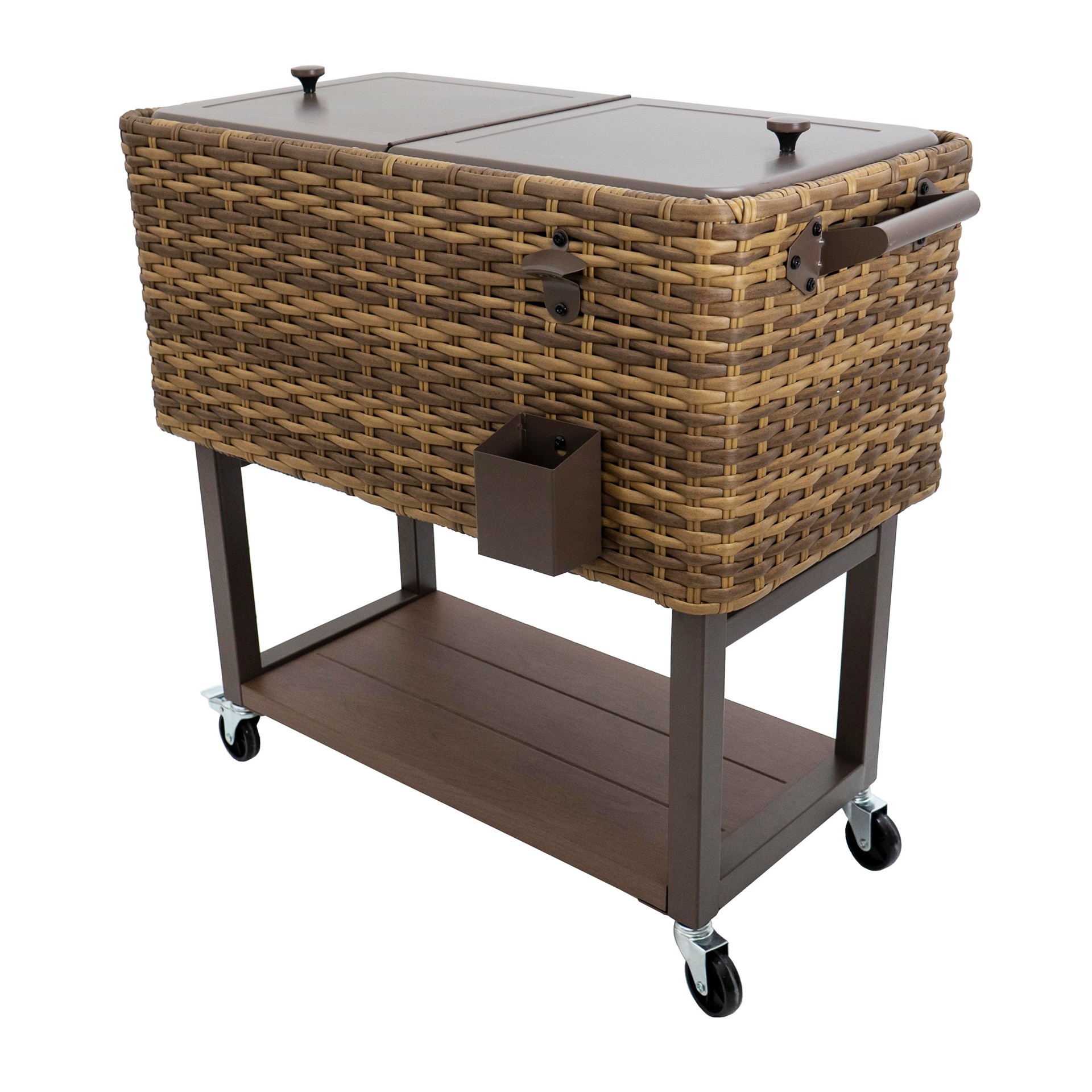 slide 3 of 6, allen + roth Maitland Hand-Woven Wicker 80 Quart(s) Brown Insulated Beverage cooler, 1 ct