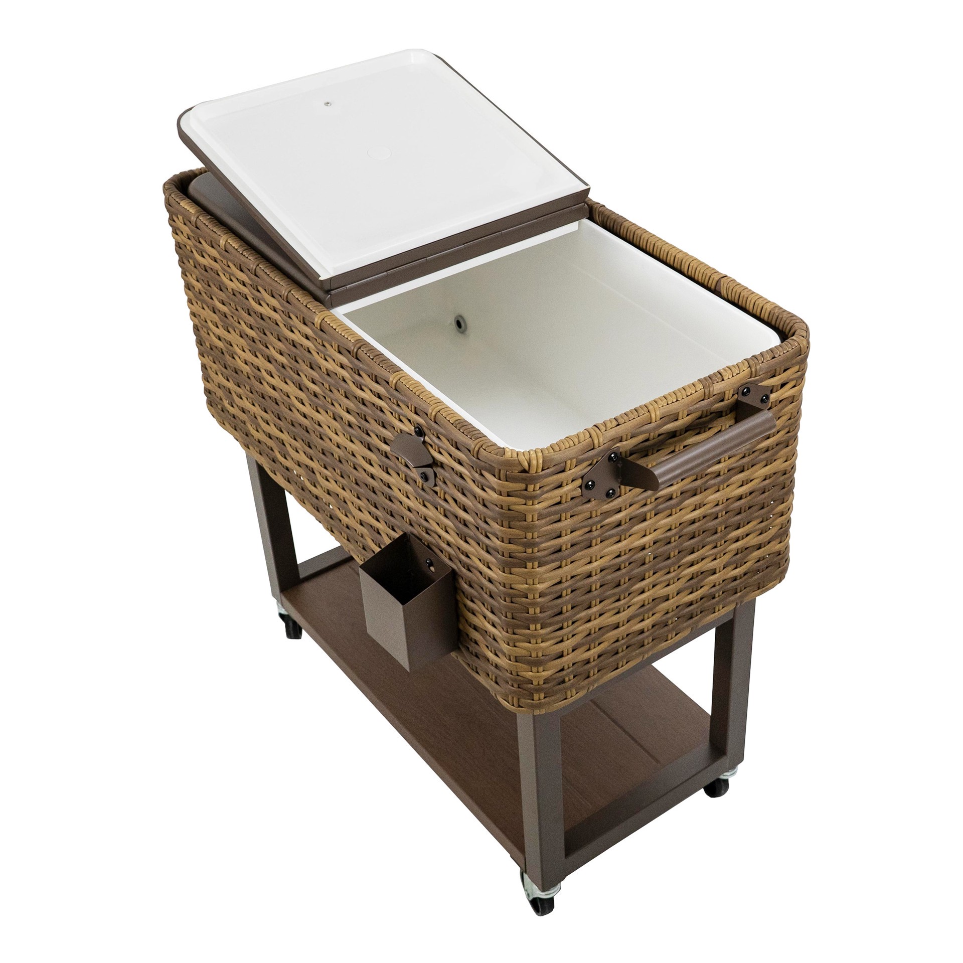 slide 4 of 6, allen + roth Maitland Hand-Woven Wicker 80 Quart(s) Brown Insulated Beverage cooler, 1 ct