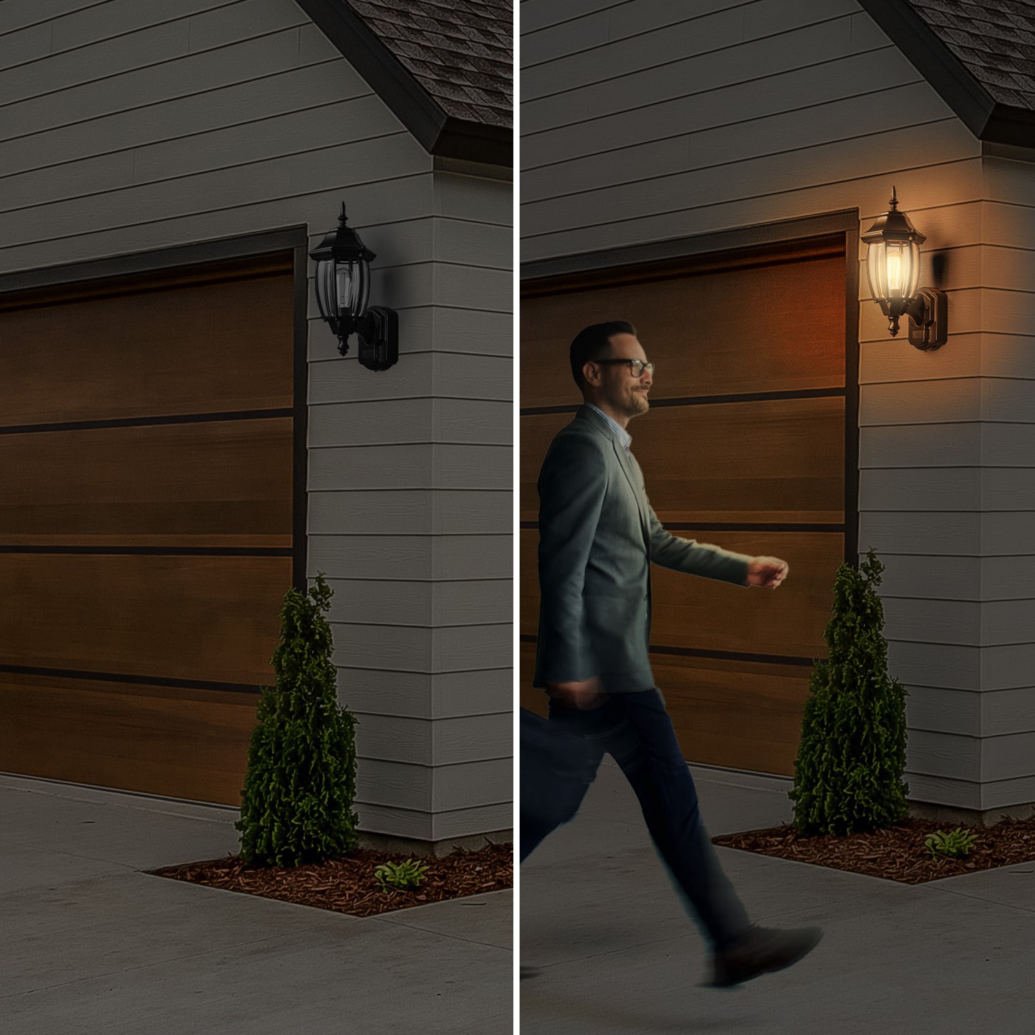 slide 5 of 6, allen + roth Alexandria 1 -Light 17.5-in H Black Hardwired Motion Sensor Outdoor Wall Light, 1 ct
