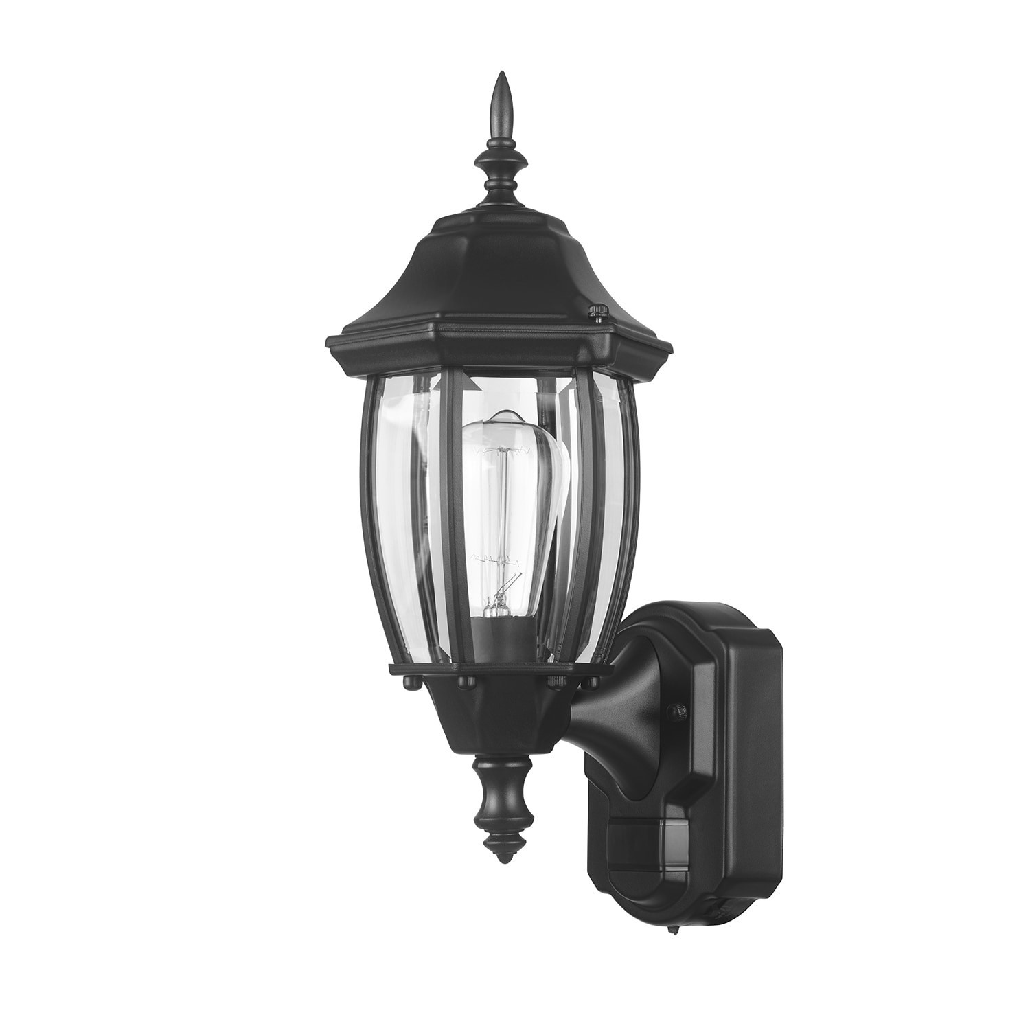 slide 1 of 6, allen + roth Alexandria 1 -Light 17.5-in H Black Hardwired Motion Sensor Outdoor Wall Light, 1 ct