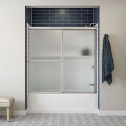 Sterling Deluxe Silver 54-in to 60-in W x 56.25-in H Framed Rain Glass Bypass Sliding Bathtub door