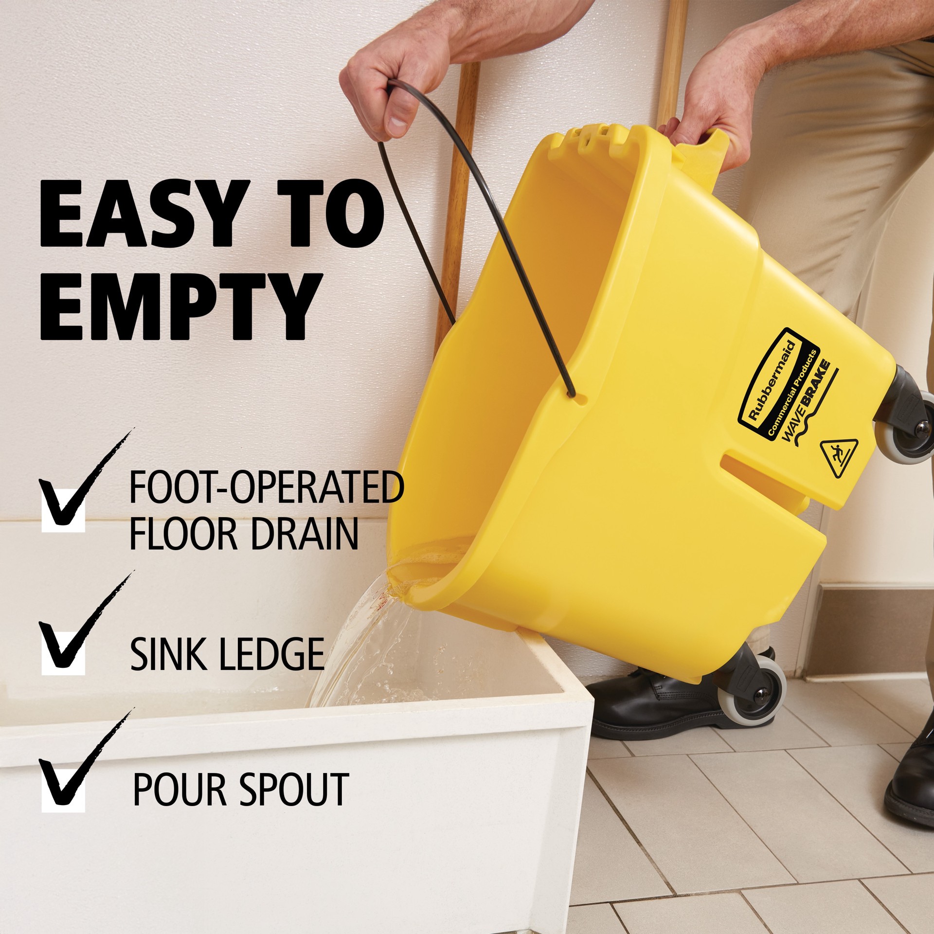 slide 5 of 6, Rubbermaid Commercial Products 35-qt Wavebrake Mop Bucket with Drain, 1 ct