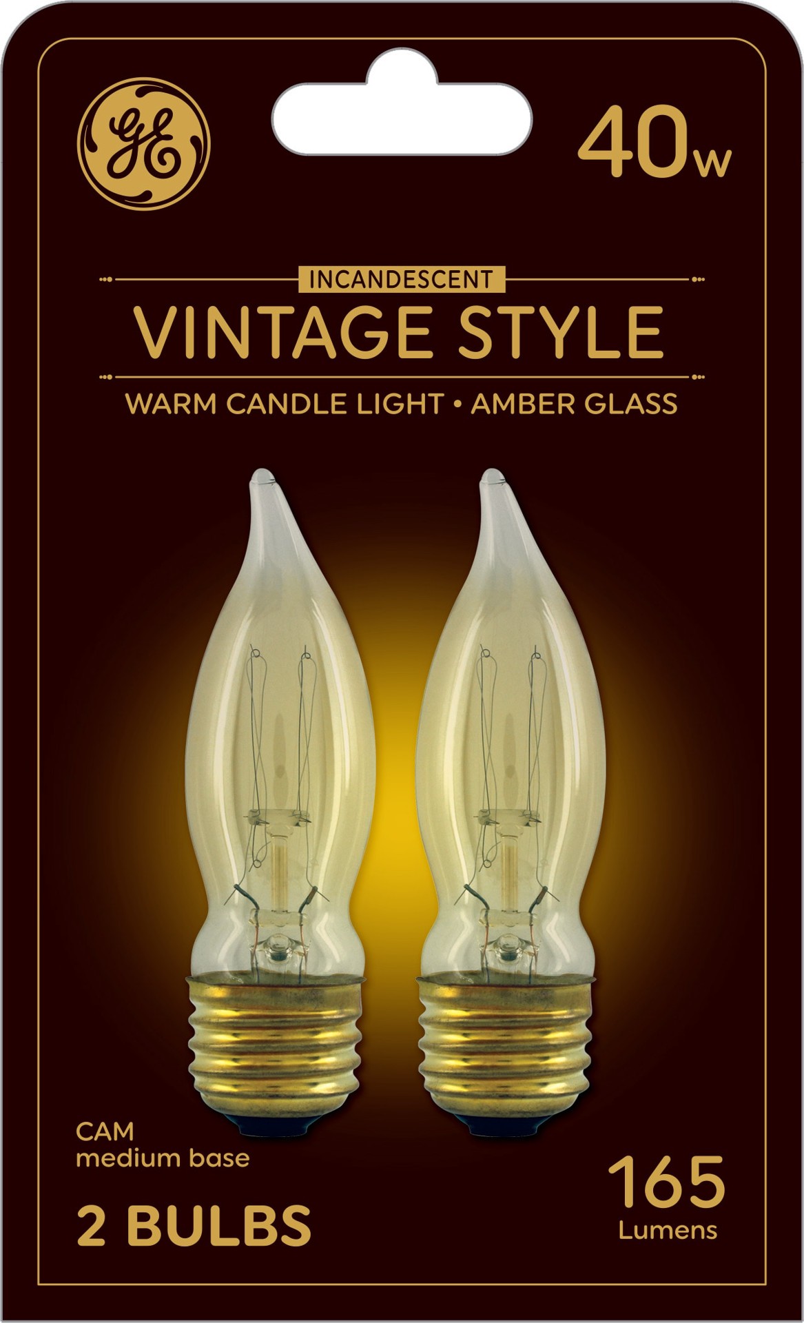 slide 1 of 4, GE 40 -Watt EQ CAM Warm candlelight Medium base (E-26) Dimmable Incandescent Decorative Light Bulb 2 -Pack, 1 ct