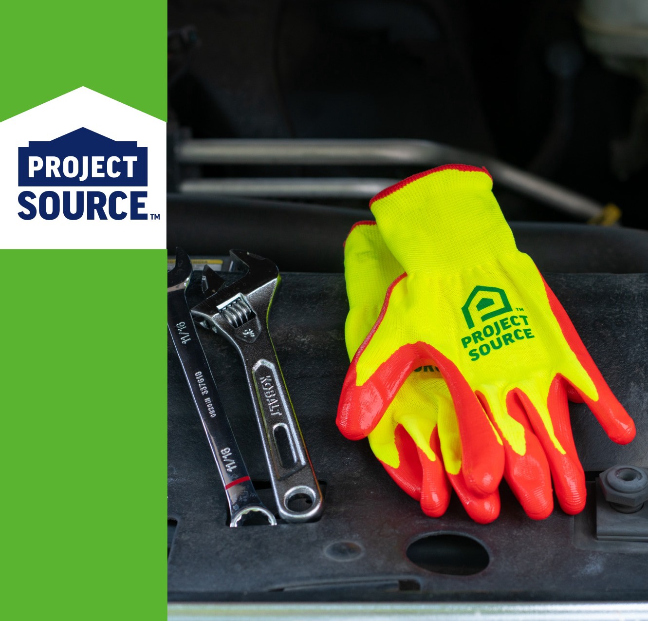 slide 4 of 5, Project Source Large Yellow Nitrile dipped Polyester 5 -Pairs, 1 ct