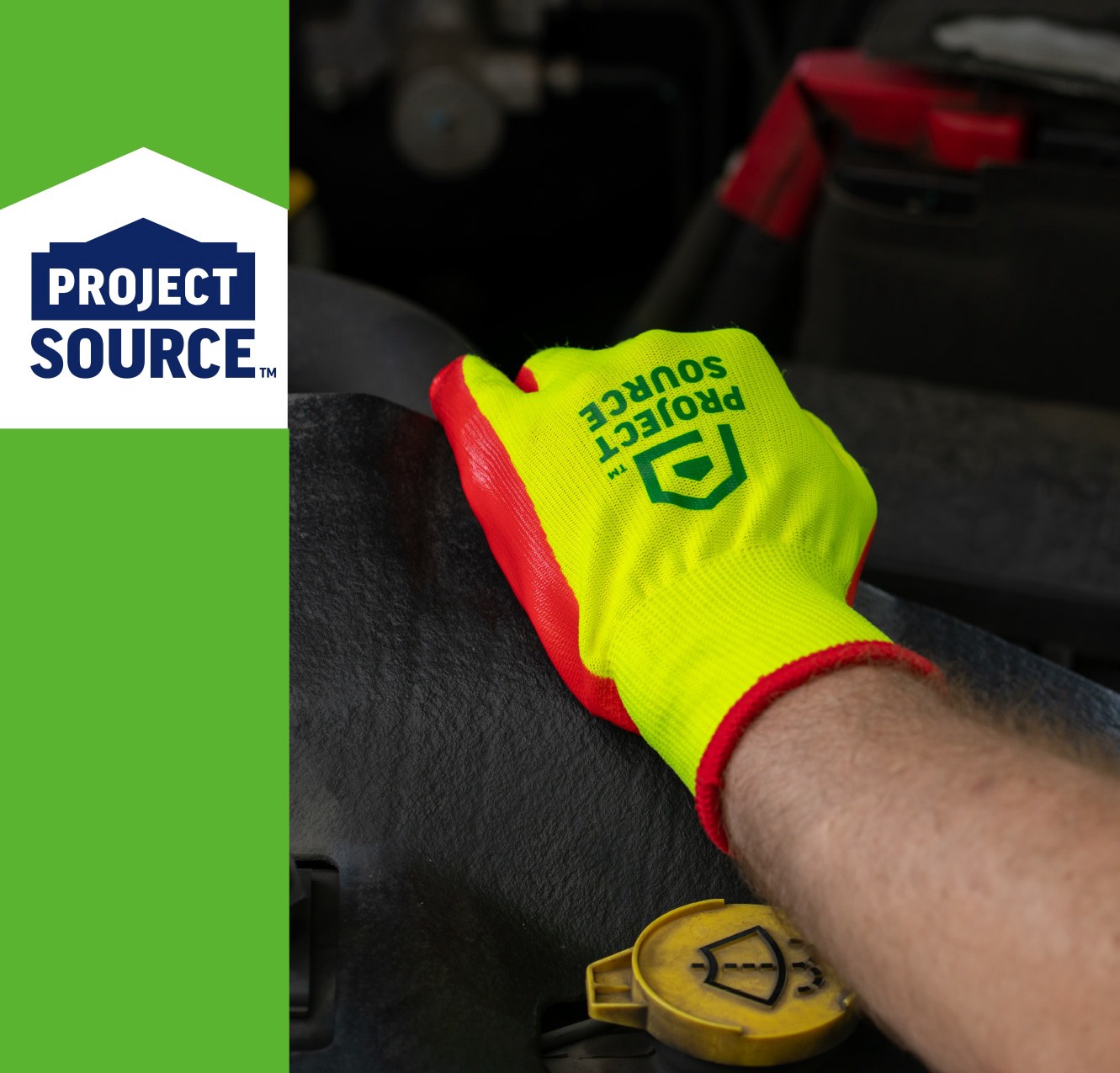 slide 5 of 5, Project Source Large Yellow Nitrile dipped Polyester 5 -Pairs, 1 ct