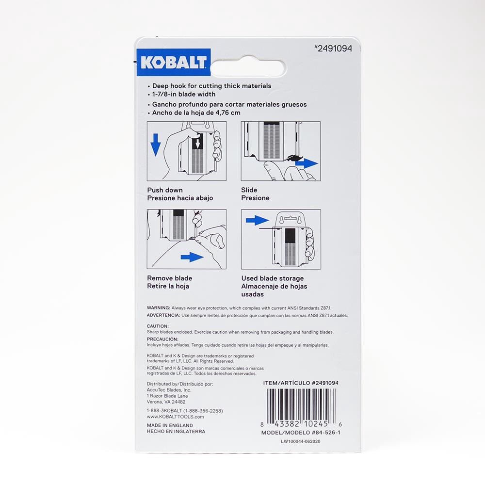 slide 4 of 4, Kobalt Carbon Steel Hook Utility Razor Blade(75-Pack), 1 ct