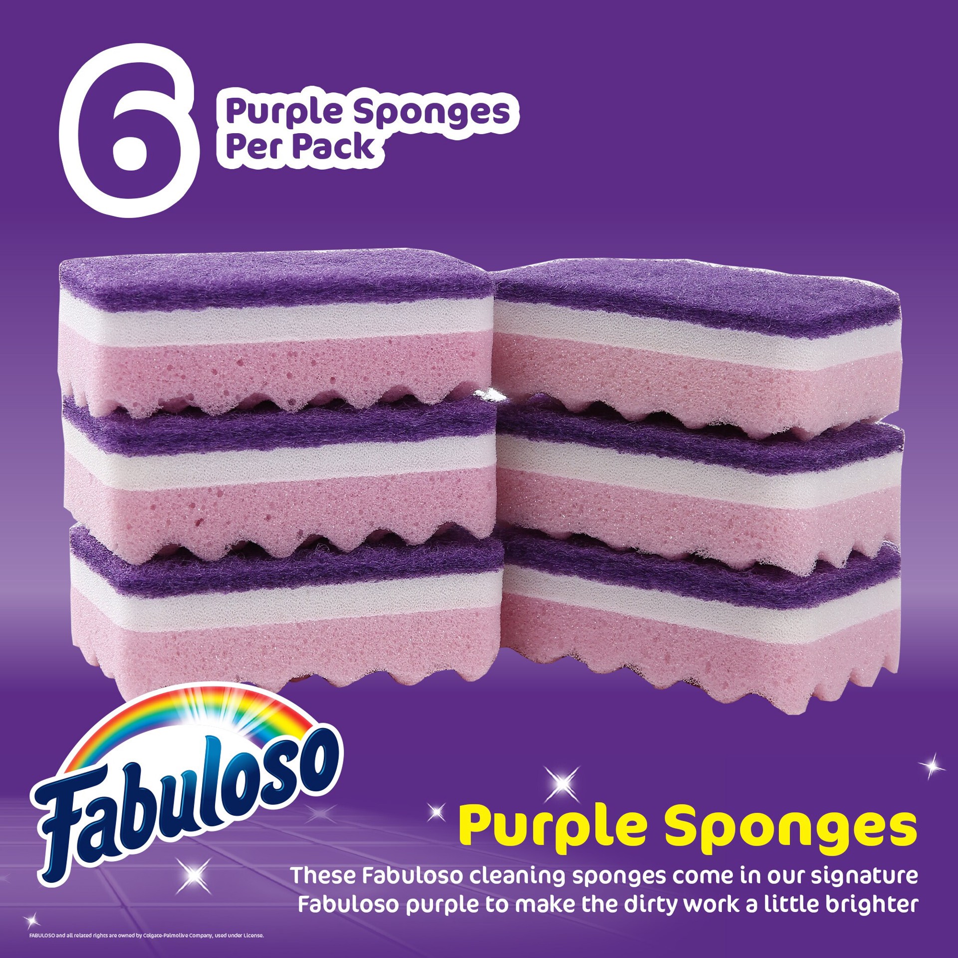 slide 2 of 6, Fabuloso Sponges Purple 6 CT Cellulose Sponge with scouring pad 6 -Pack, 1 ct