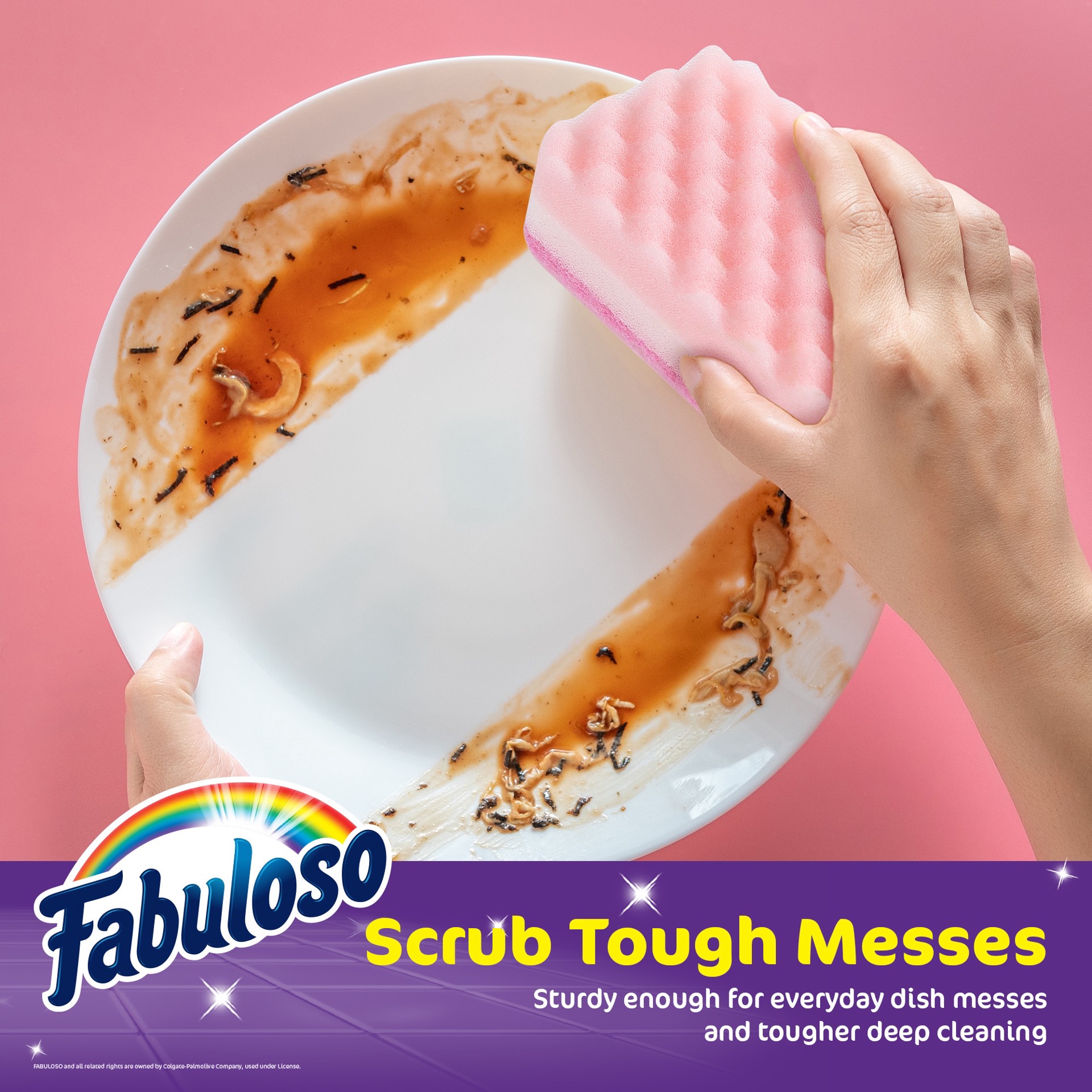 slide 3 of 6, Fabuloso Sponges Rnbw 6CT Cellulose Sponge with scouring pad 6 -Pack, 1 ct