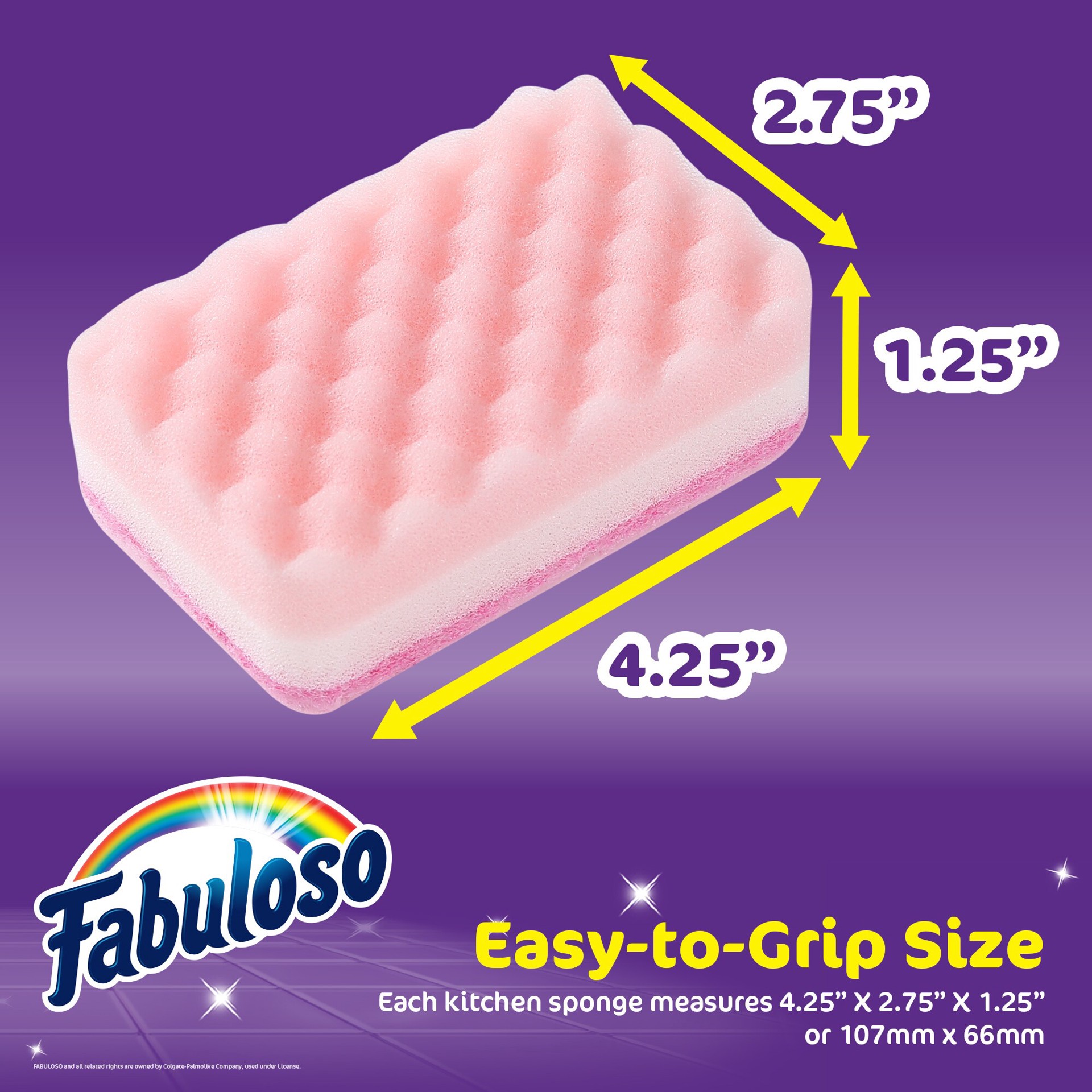 slide 5 of 6, Fabuloso Sponges Rnbw 6CT Cellulose Sponge with scouring pad 6 -Pack, 1 ct