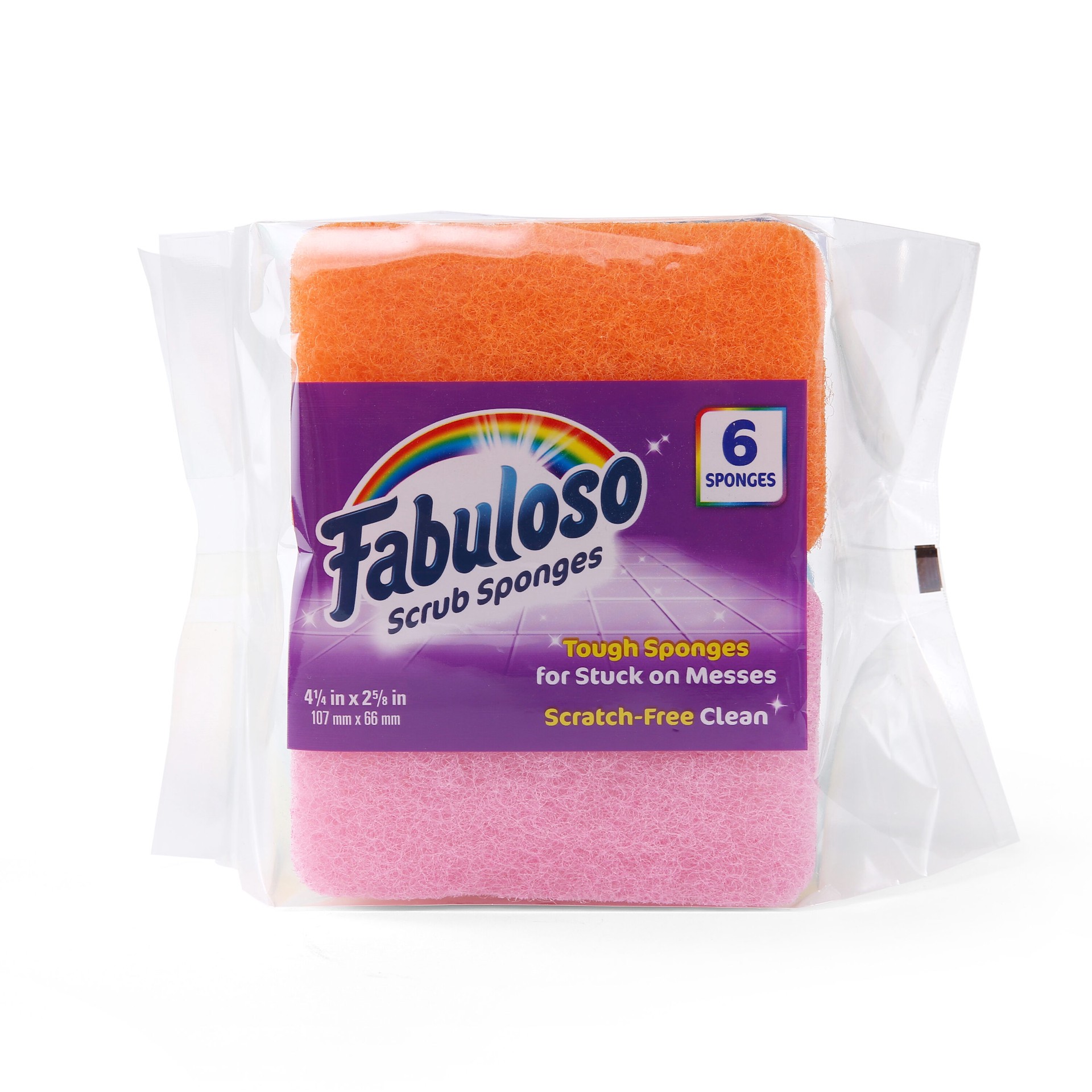 slide 1 of 6, Fabuloso Sponges Rnbw 6CT Cellulose Sponge with scouring pad 6 -Pack, 1 ct