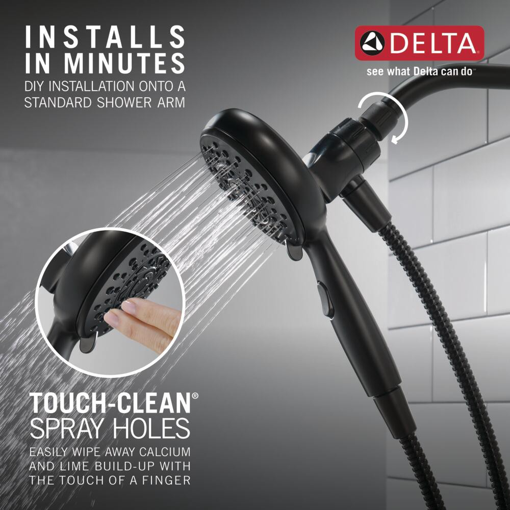 slide 4 of 6, Delta SureDock Magnetic 6.0 -Spray Matte Black 4.88-in Round High Pressure Handheld Shower Head 1.75 GPM, 1 ct