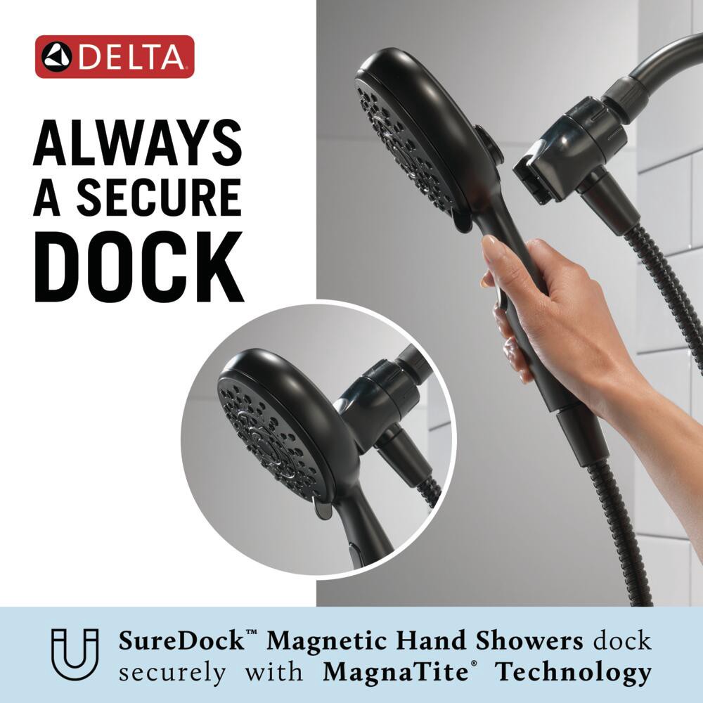 slide 5 of 6, Delta SureDock Magnetic 6.0 -Spray Matte Black 4.88-in Round High Pressure Handheld Shower Head 1.75 GPM, 1 ct