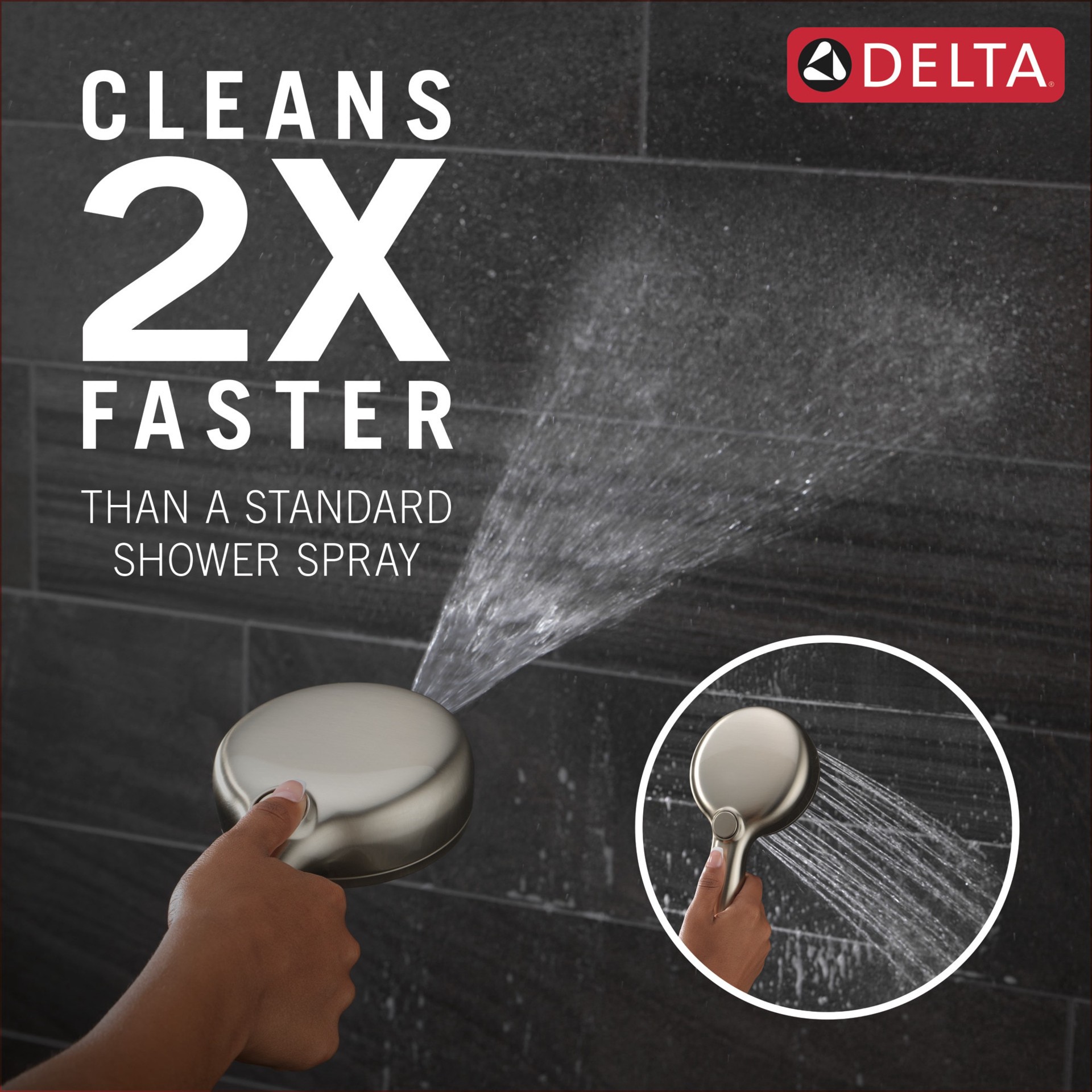 slide 5 of 6, Delta ProClean 6.0 -Spray Spotshield Brushed Nickel 4.5-in Round High Pressure Handheld Shower Head 2.5 GPM, 1 ct