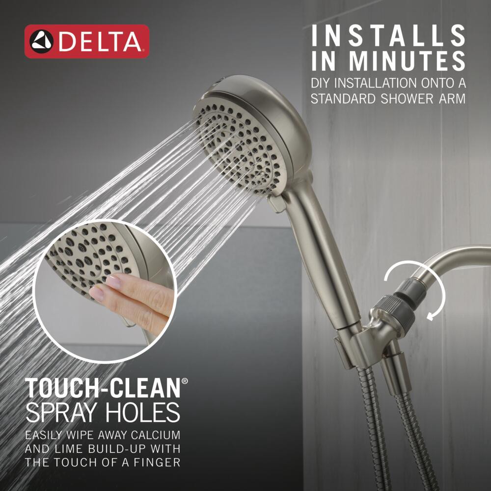 slide 6 of 6, Delta ProClean 6.0 -Spray Spotshield Brushed Nickel 4.5-in Round High Pressure Handheld Shower Head 2.5 GPM, 1 ct