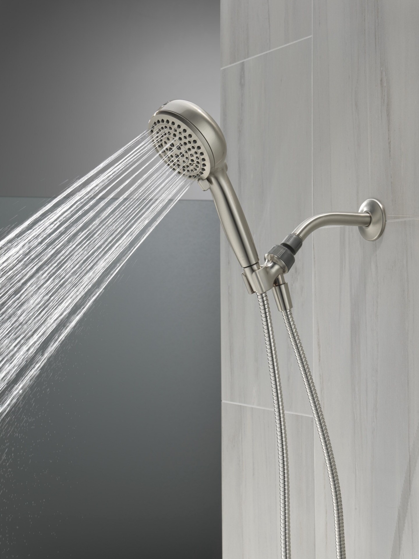 slide 3 of 6, Delta ProClean 6.0 -Spray Spotshield Brushed Nickel 4.5-in Round High Pressure Handheld Shower Head 1.75 GPM, 1 ct