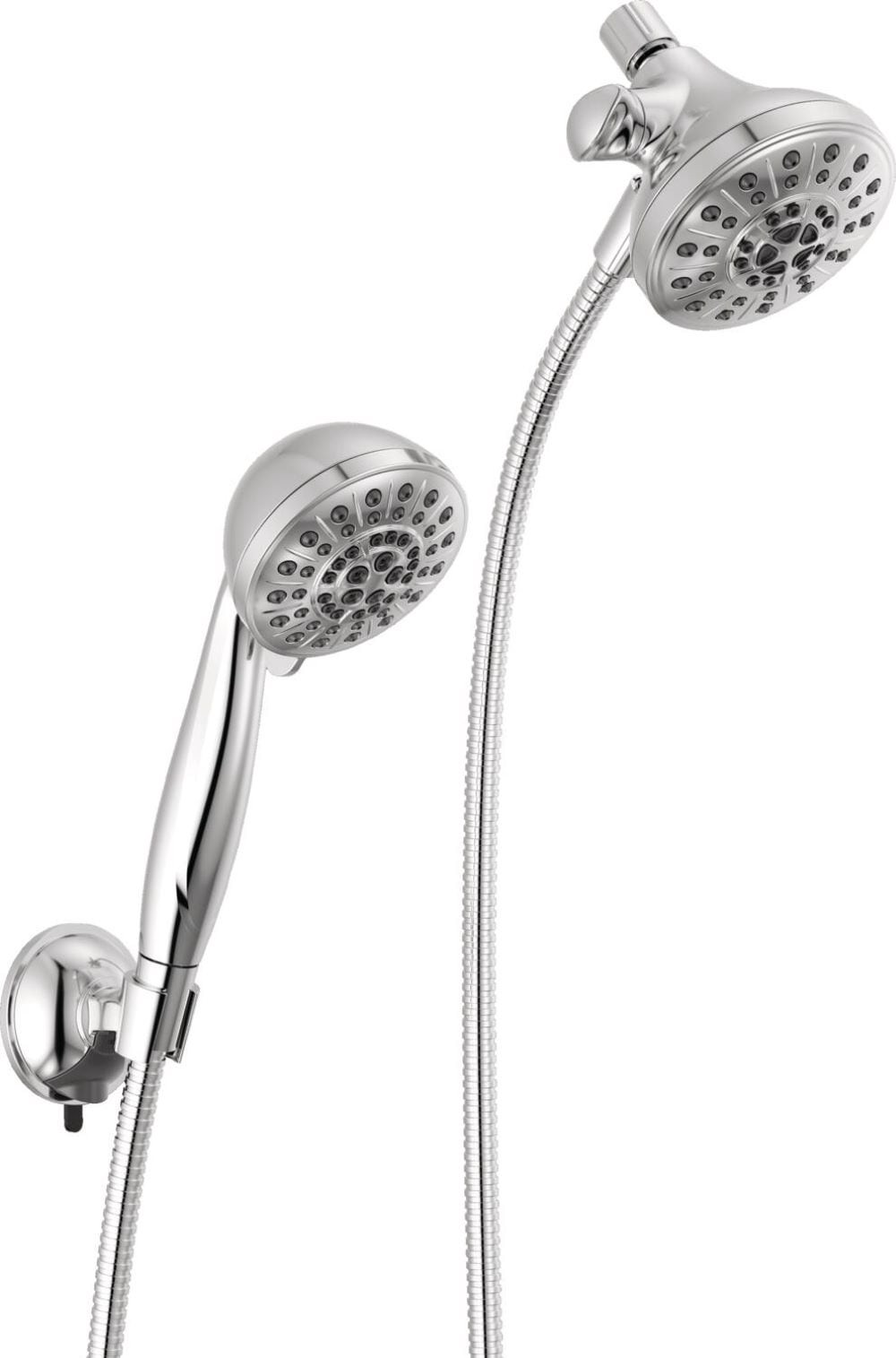 slide 1 of 6, Delta Anywhere Mount 5.0 -Spray Chrome 4.5-in Round High Pressure Shower Head with Handheld Combo 1.75 GPM, 1 ct
