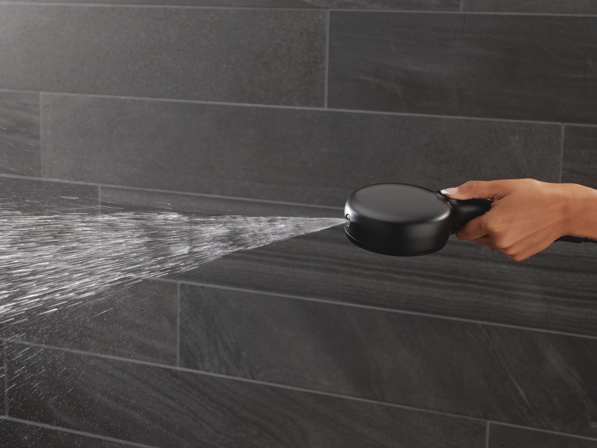 slide 2 of 6, Delta ProClean 6.0 -Spray Matte Black 4.5-in Round High Pressure Handheld Shower Head 2.5 GPM, 1 ct