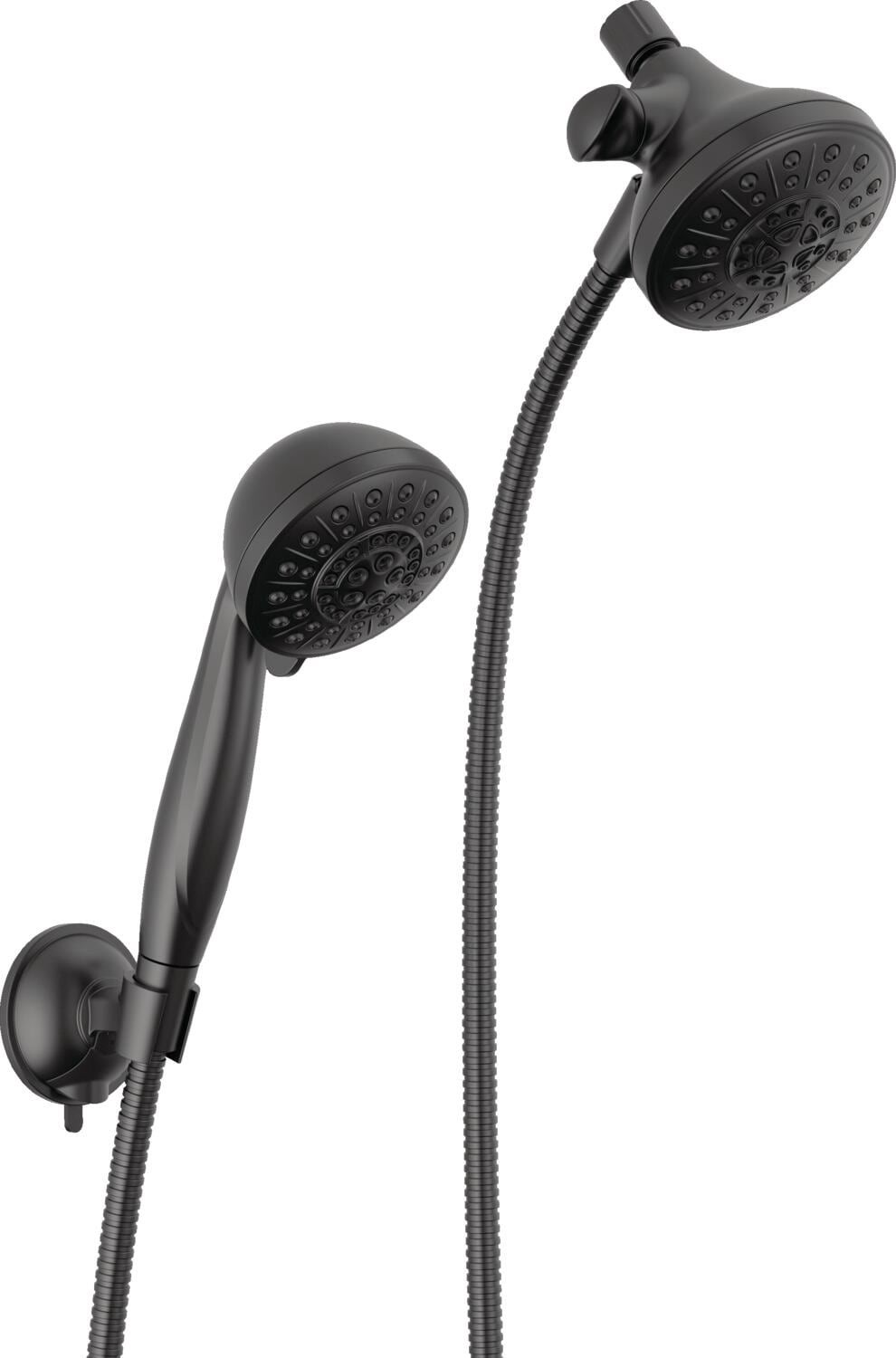 slide 1 of 6, Delta Anywhere Mount 5.0 -Spray Matte Black 4.5-in Round High Pressure Shower Head with Handheld Combo 1.75 GPM, 1 ct