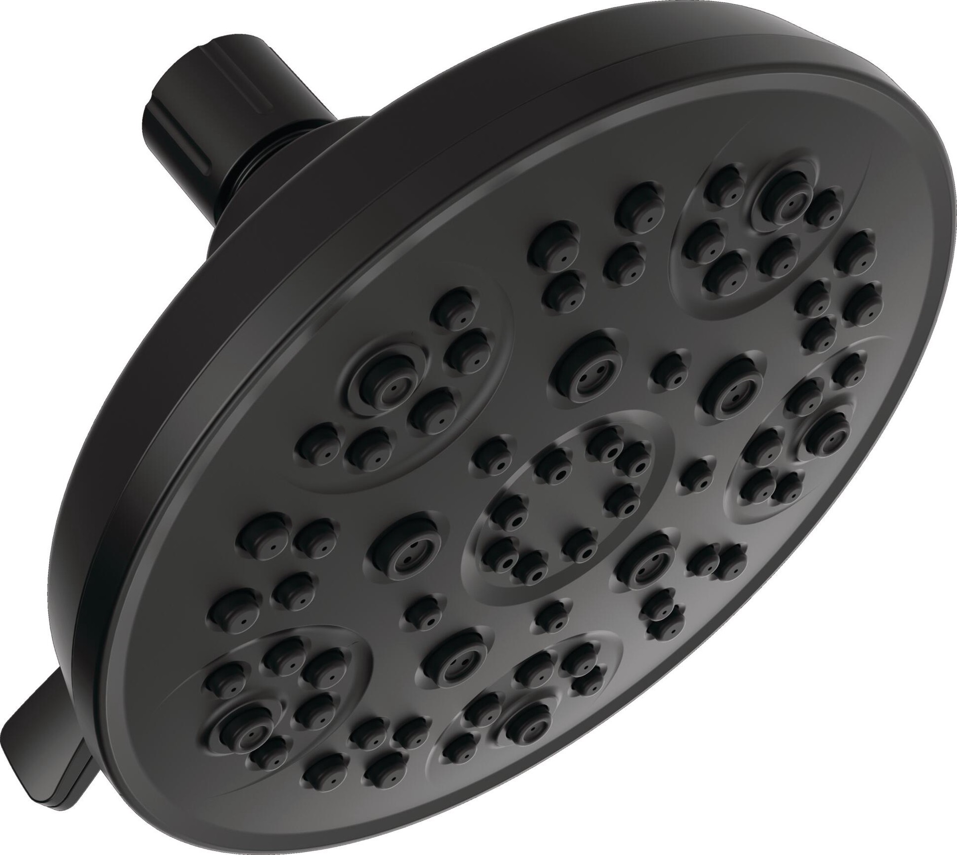 slide 1 of 6, Delta Universal Showering Components 5.0 -Spray Matte Black 6-in Round High Pressure Shower Head 1.75 GPM, 1 ct