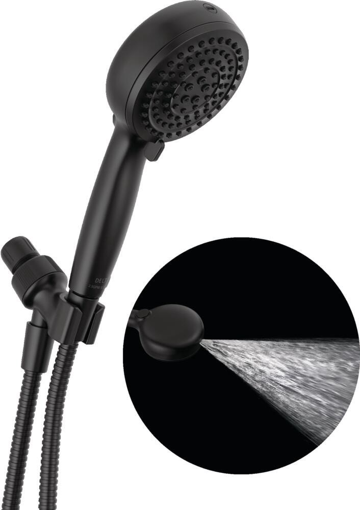 slide 1 of 6, Delta ProClean 6.0 -Spray Matte Black 4.5-in Round High Pressure Handheld Shower Head 1.75 GPM, 1 ct