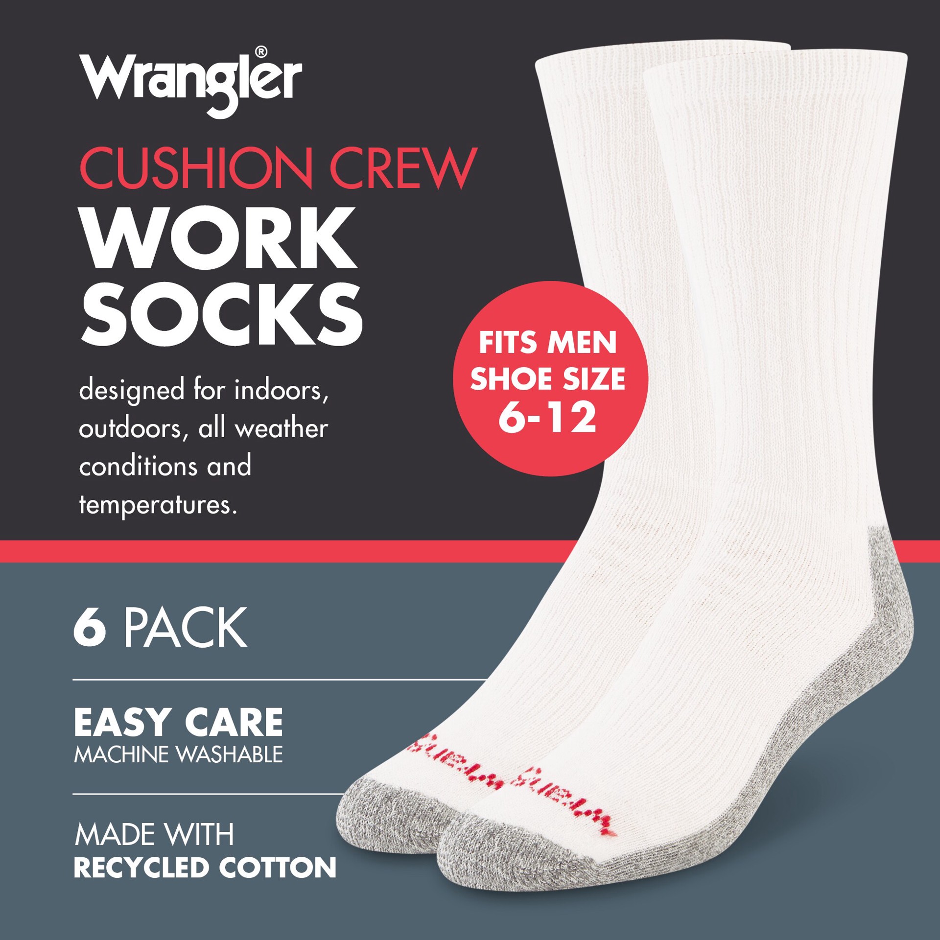 slide 4 of 6, Wrangler Men's Polyester blend 6 -Pack, 1 ct
