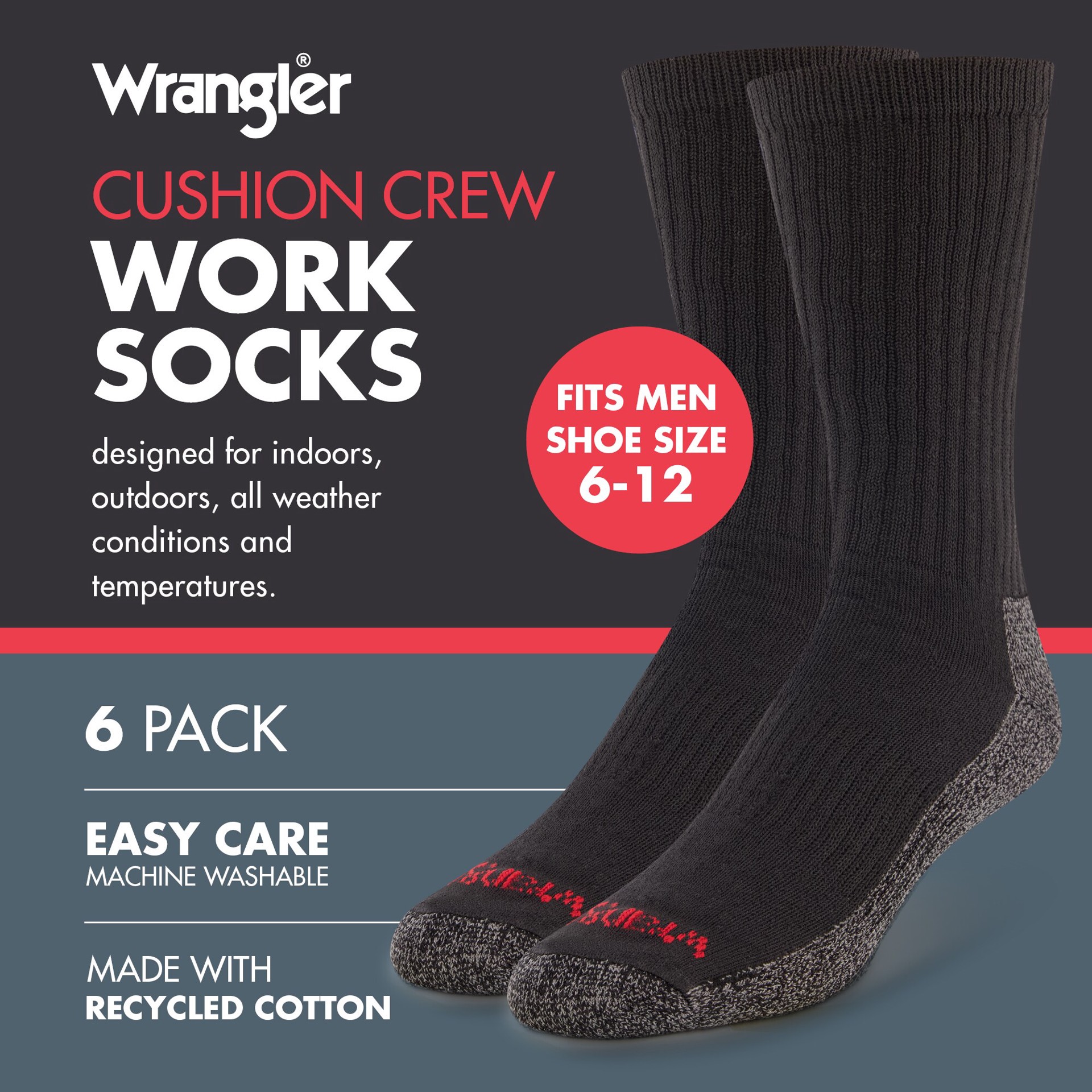 slide 4 of 6, Wrangler Men's Polyester blend 6 -Pack, 1 ct