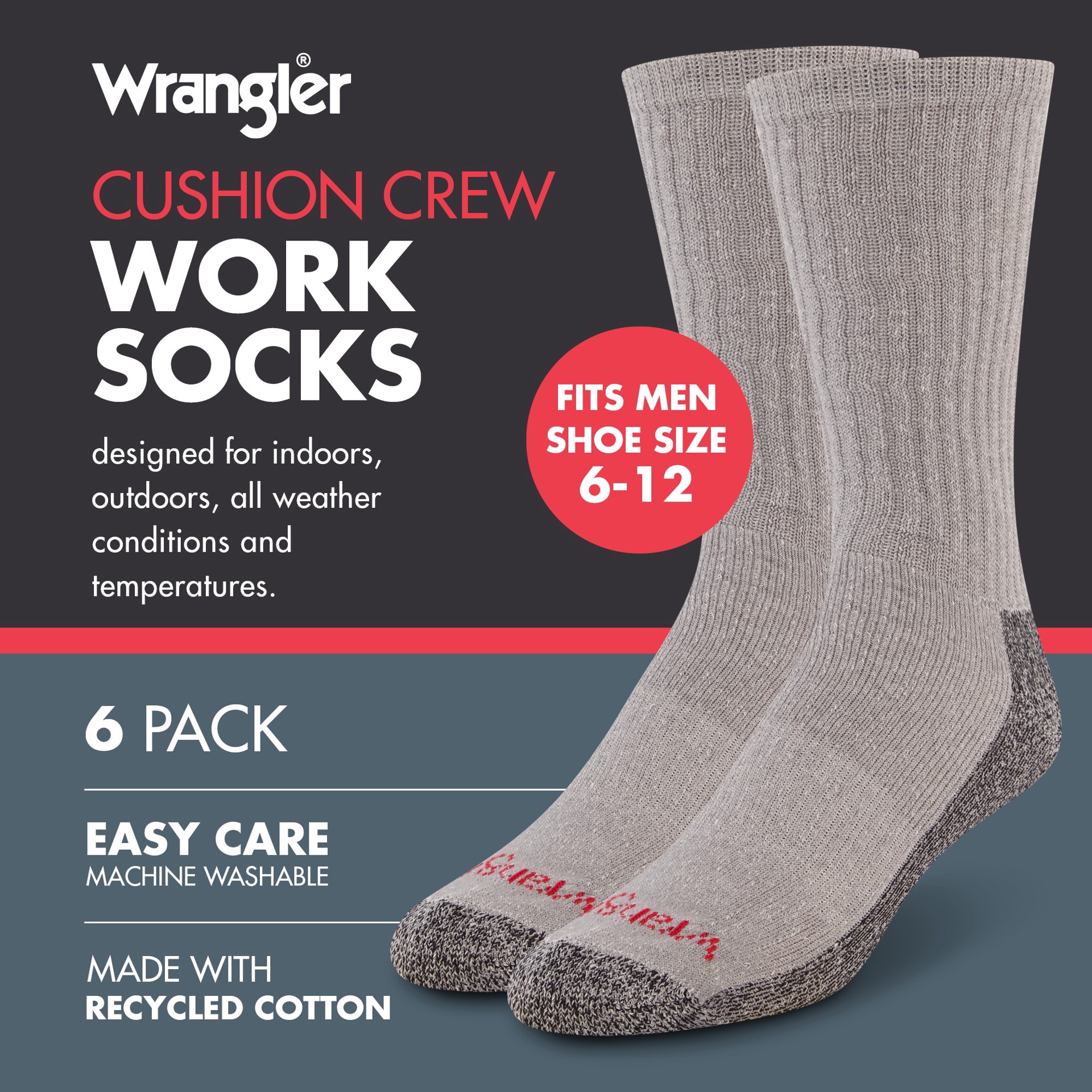 slide 4 of 6, Wrangler Men's Polyester blend 6 -Pack, 1 ct