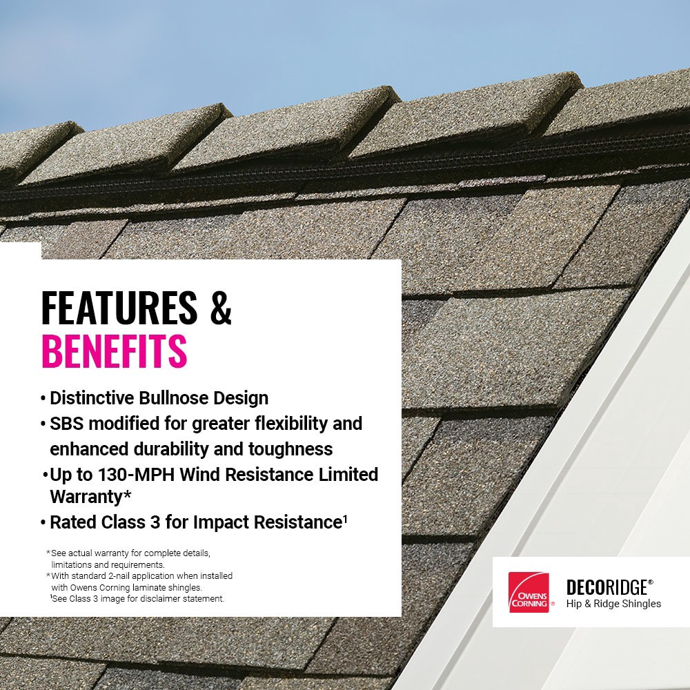 slide 6 of 6, Owens Corning DecoRidge 10In. Night Sky/ Williamsburg Gray Hip Ridge Roof Shingles ( 20-lin ft per Bundle ), 1 ct