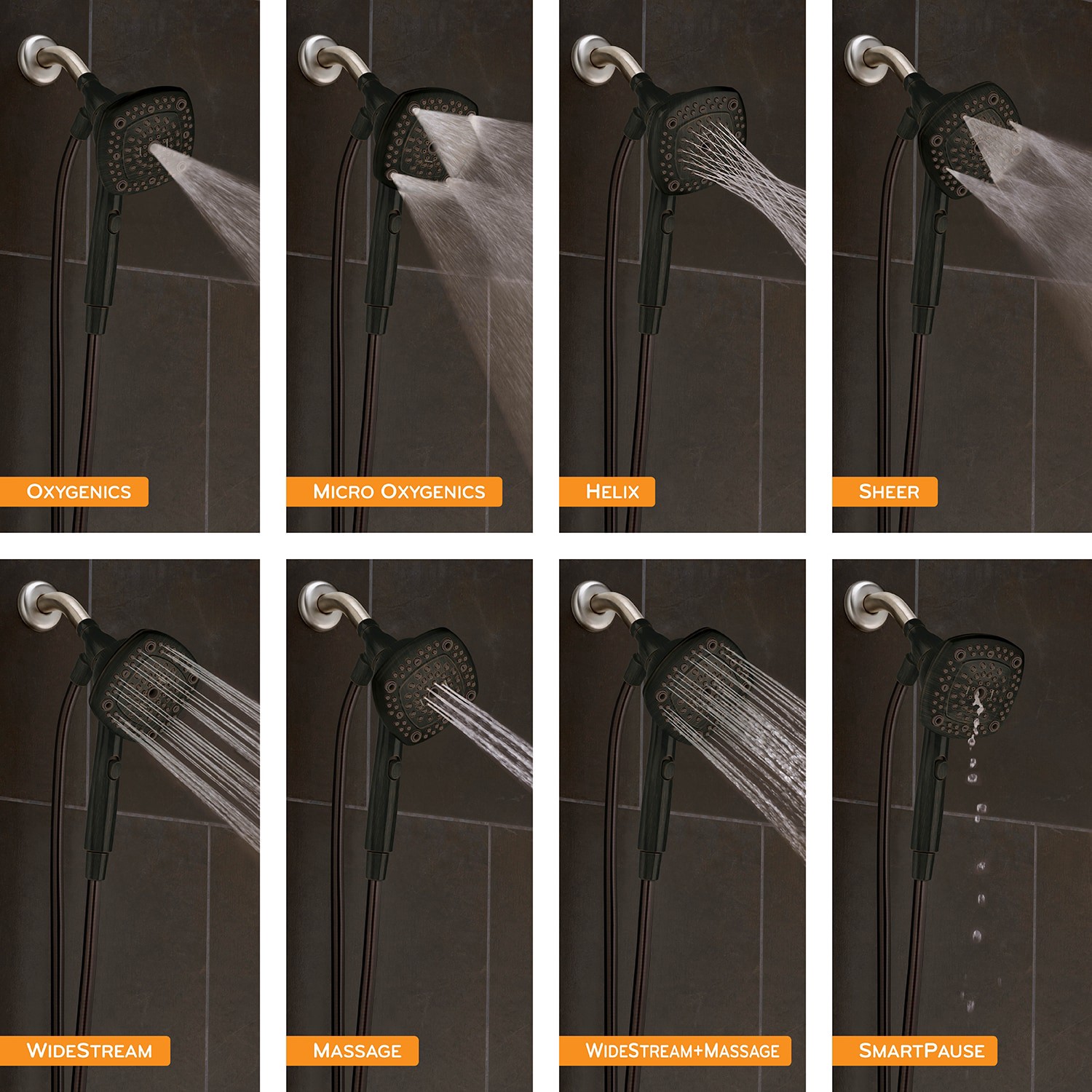 slide 3 of 6, Oxygenics EasyConnect w/ Colossus 8.0 -Spray Oil Rubbed Bronze 4.53-in Square High Pressure Handheld Shower Head 1.8 GPM, 1 ct