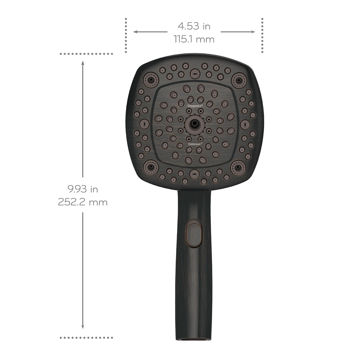 slide 5 of 6, Oxygenics EasyConnect w/ Colossus 8.0 -Spray Oil Rubbed Bronze 4.53-in Square High Pressure Handheld Shower Head 1.8 GPM, 1 ct