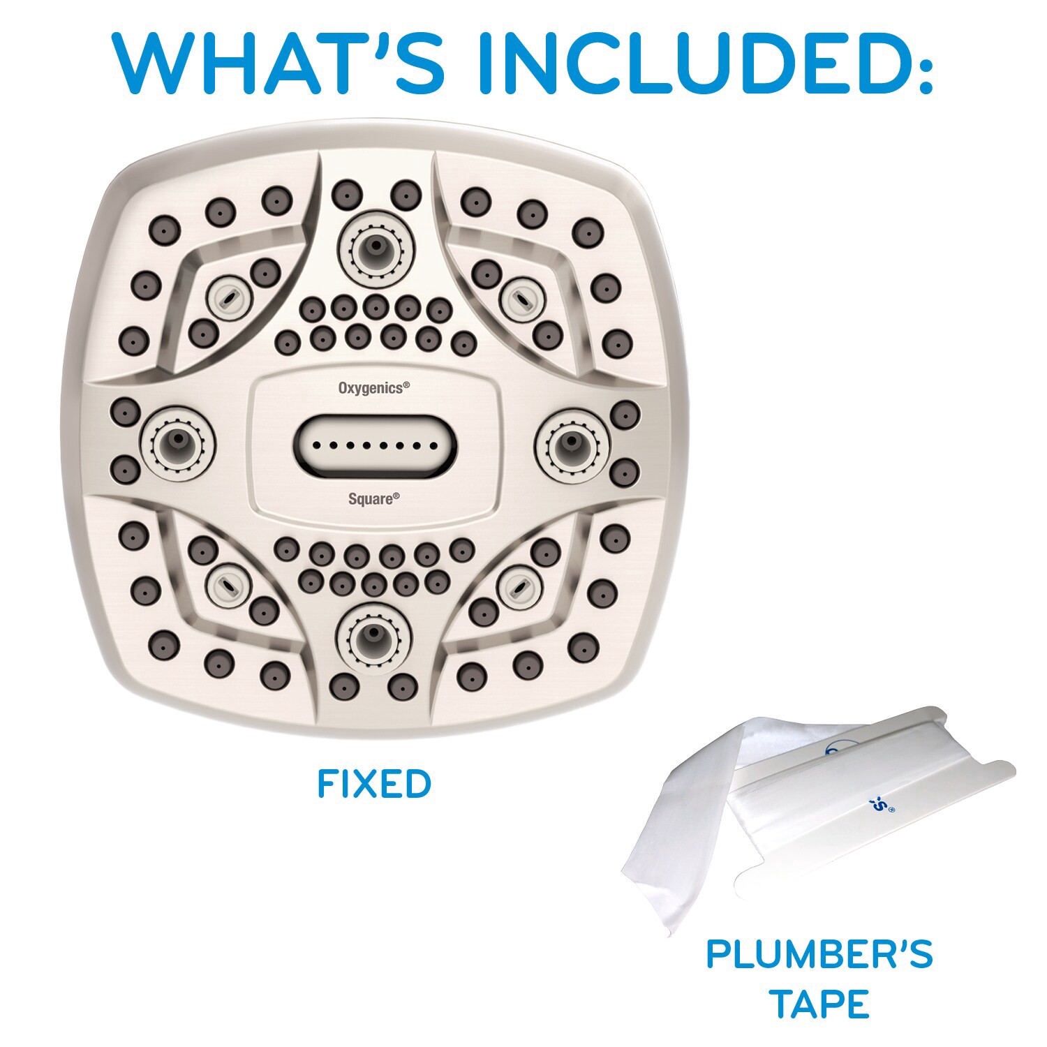 slide 6 of 6, Oxygenics 6.0 -Spray Brushed Nickel 4.5-in Square High Pressure Shower Head 1.8 GPM, 1 ct