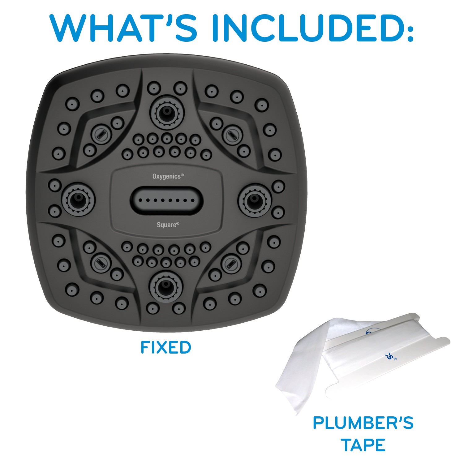 slide 6 of 6, Oxygenics 6.0 -Spray Matte Black 4.5-in Square High Pressure Shower Head 1.8 GPM, 1 ct