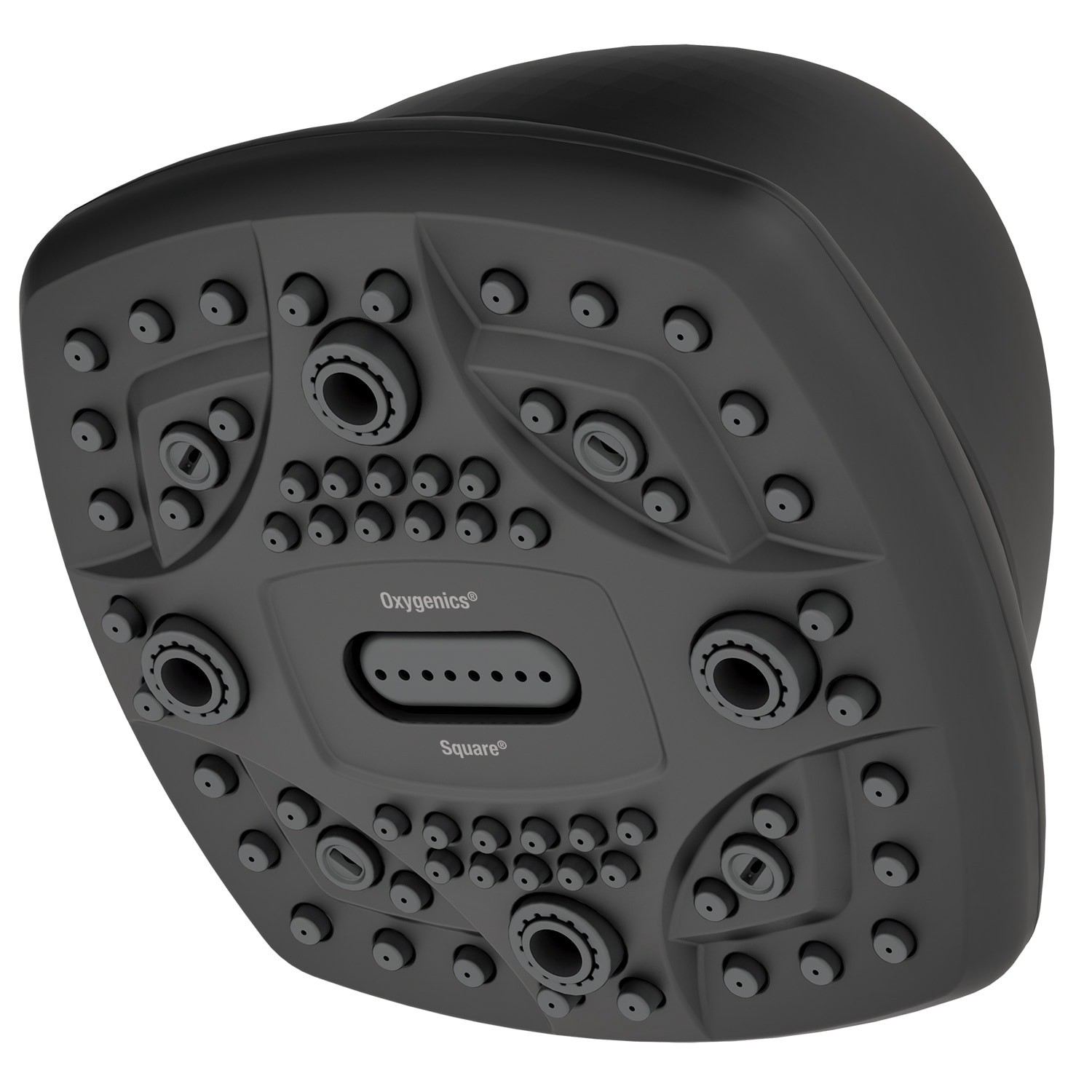 slide 1 of 6, Oxygenics 6.0 -Spray Matte Black 4.5-in Square High Pressure Shower Head 1.8 GPM, 1 ct