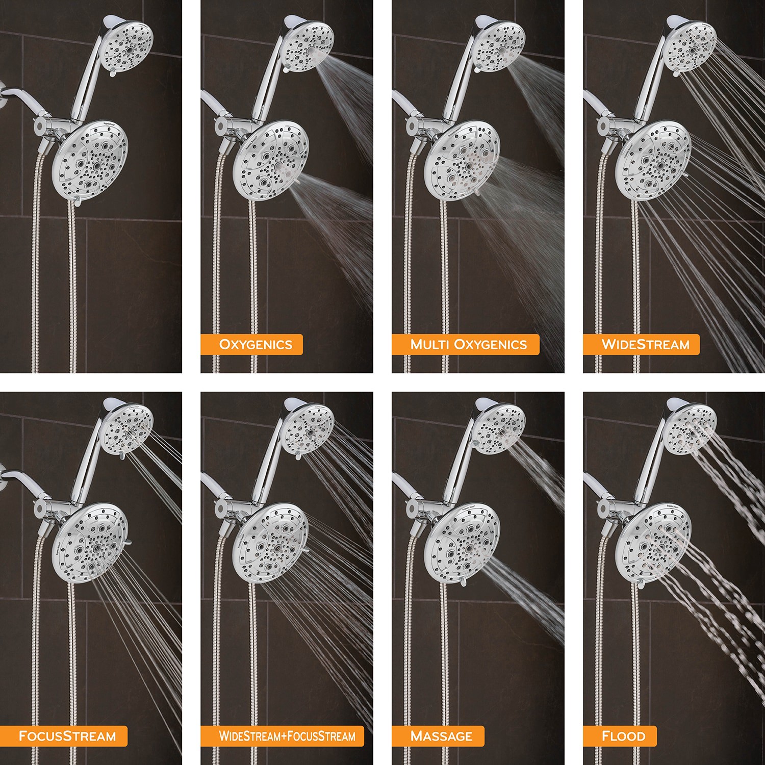 slide 3 of 6, Oxygenics Drench 55.0 -Spray Chrome 6-in Round Rain High Pressure Shower Head with Handheld Combo 1.8 GPM, 1 ct