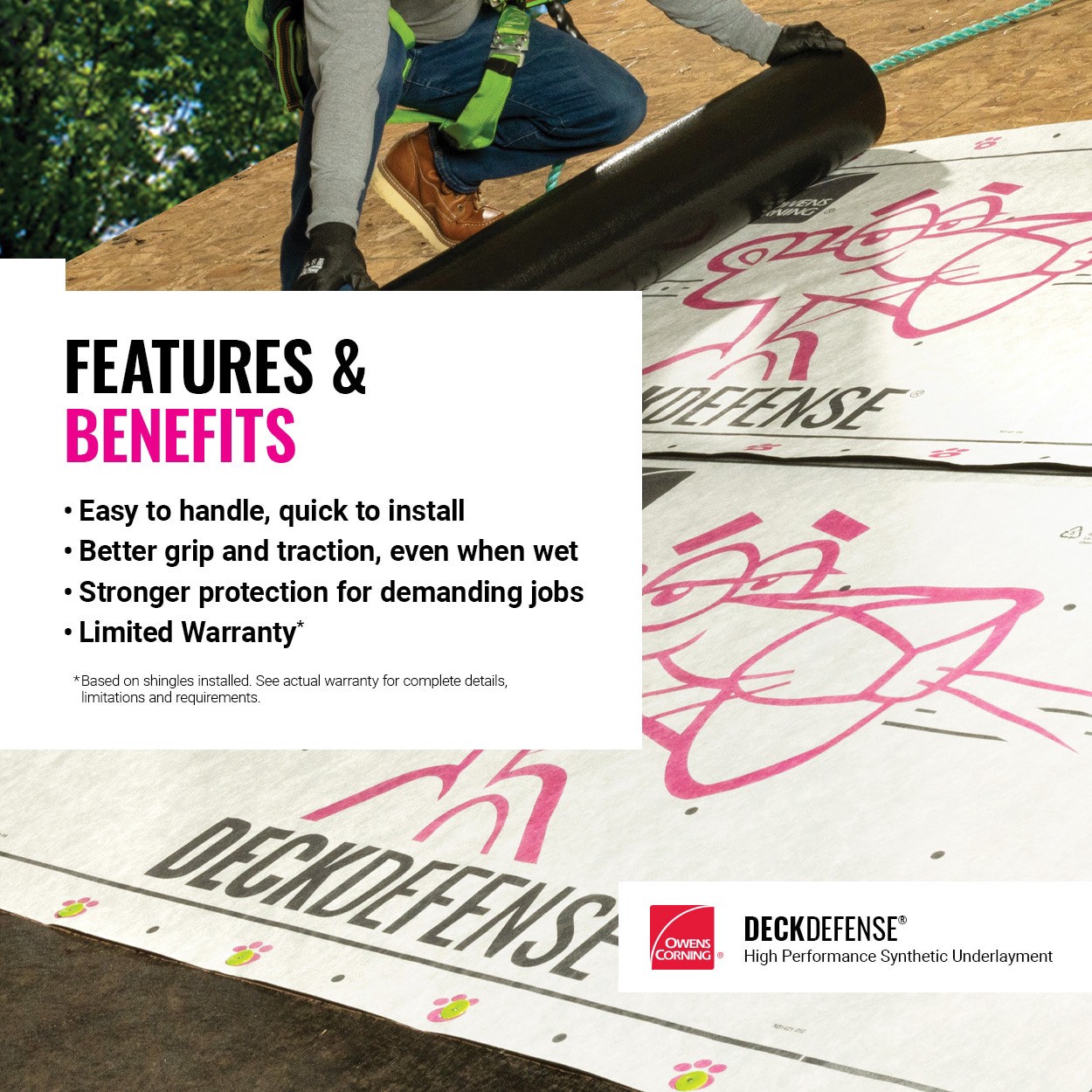 slide 5 of 6, Owens Corning Deck Defense 42-in x 286-ft 1001-sq ft Synthetic Roof Underlayment, 1 ct