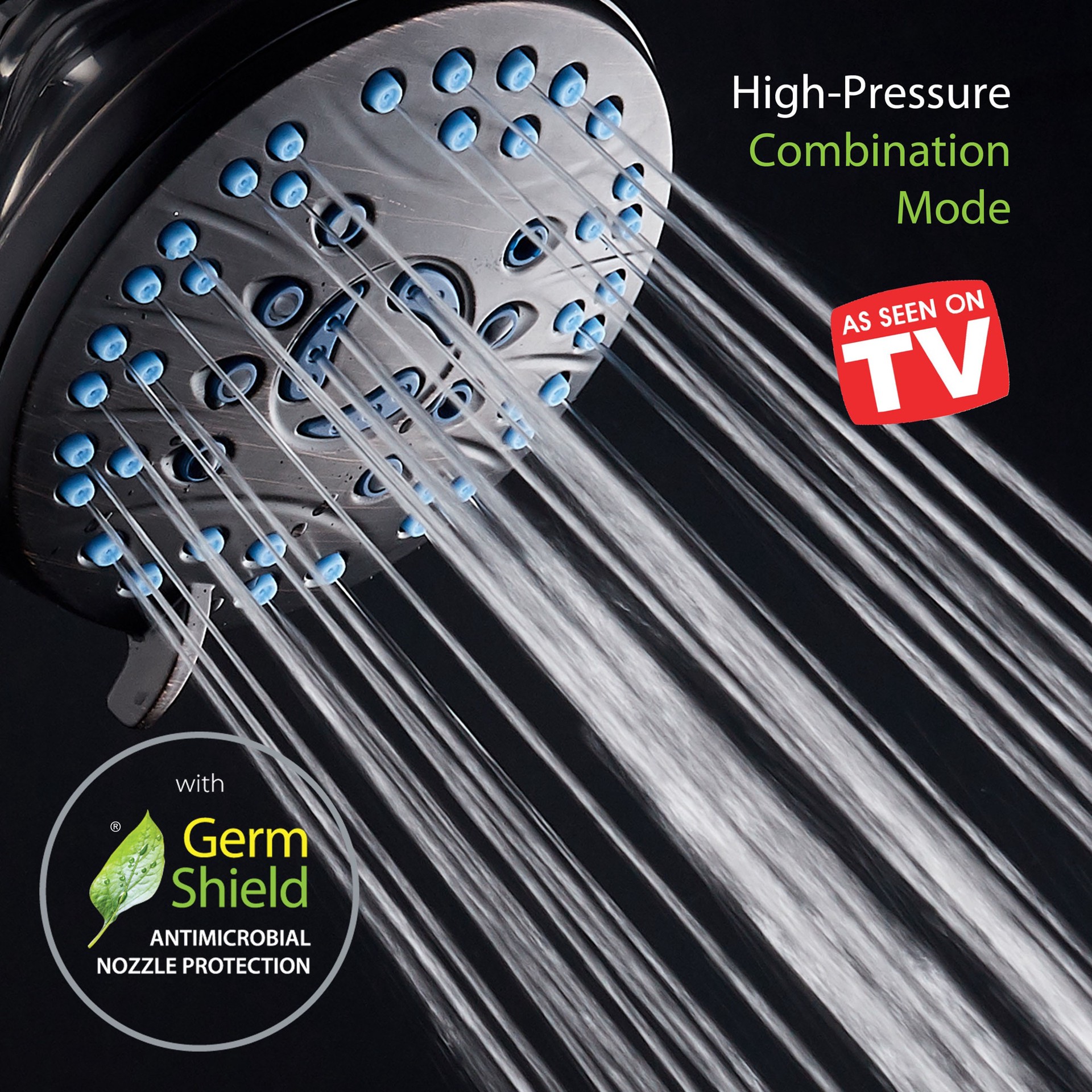 slide 6 of 6, AquaCare 6 -Spray Matte Black 4.6-in Round Rain Shower Head 1.8 GPM, 1 ct