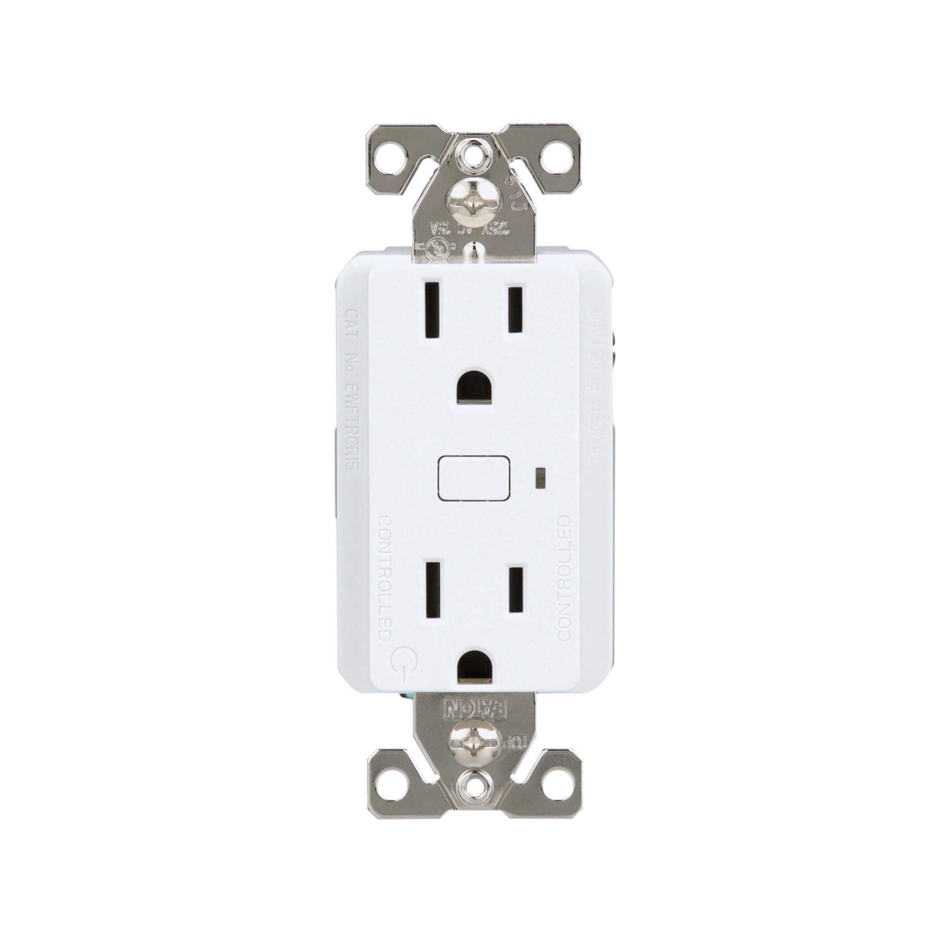 slide 2 of 6, Eaton Wi-Fi Smart 15 -Amp 125-volt Tamper Resistant Residential Decorator Smart Compatible Outlet , White, 1 ct