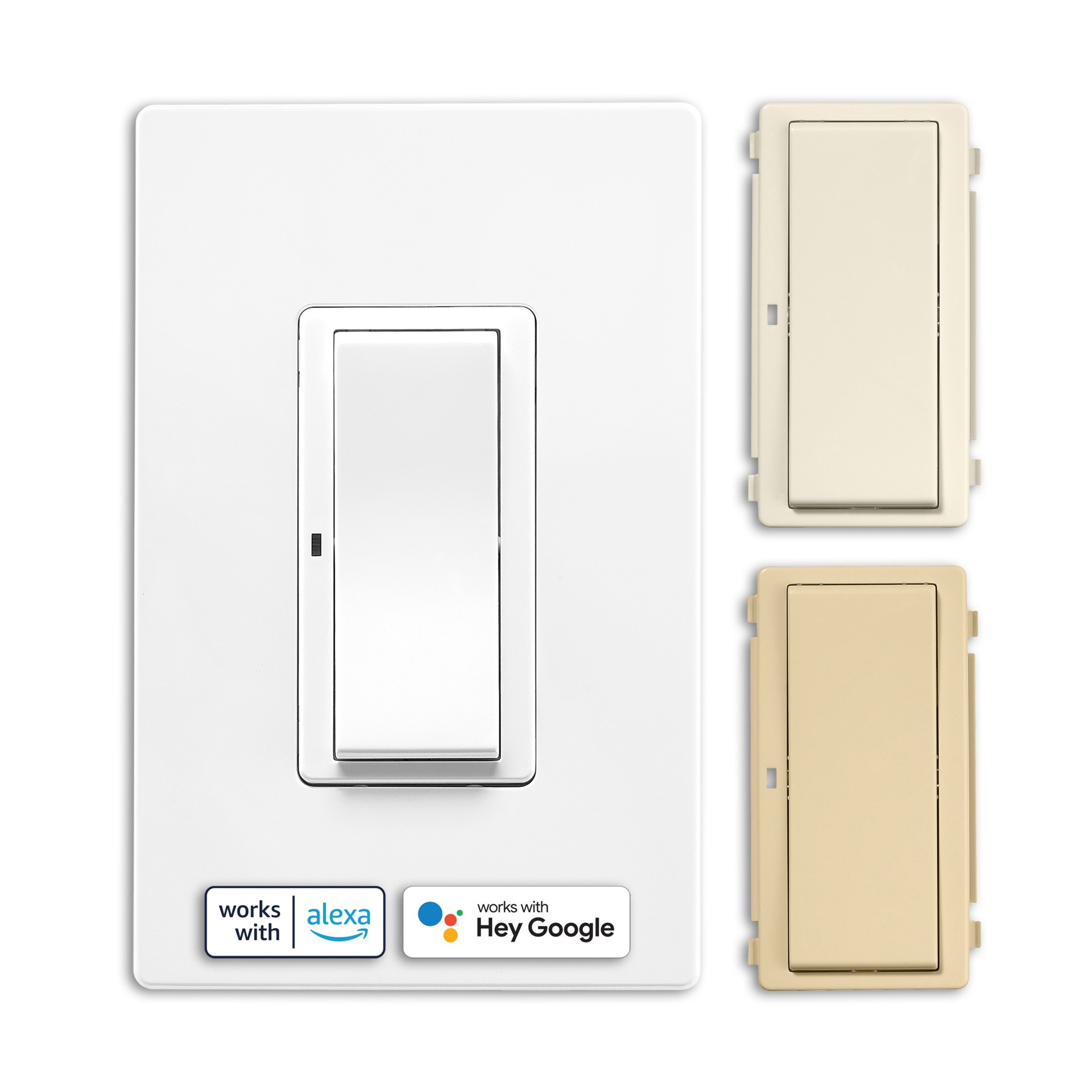 slide 2 of 6, Eaton Wi-Fi Smart 15-amp Single-pole/3-way Rocker Master Smart Compatible Light Switch , White/Light Almond/Ivory, 1 ct