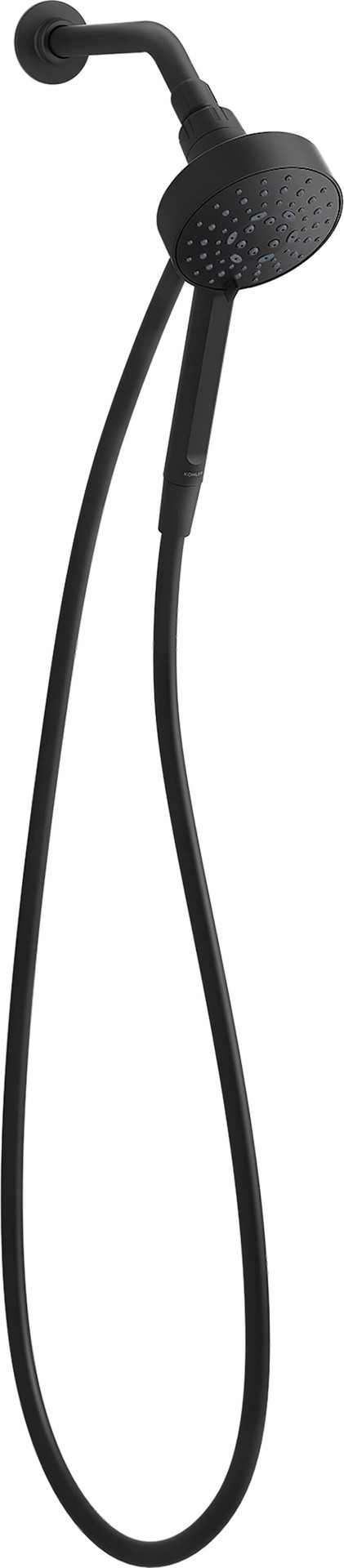 slide 2 of 6, KOHLER Premise 3 -Spray Matte Black 4.31-in Round Handheld Shower Head 1.75 GPM, 1 ct