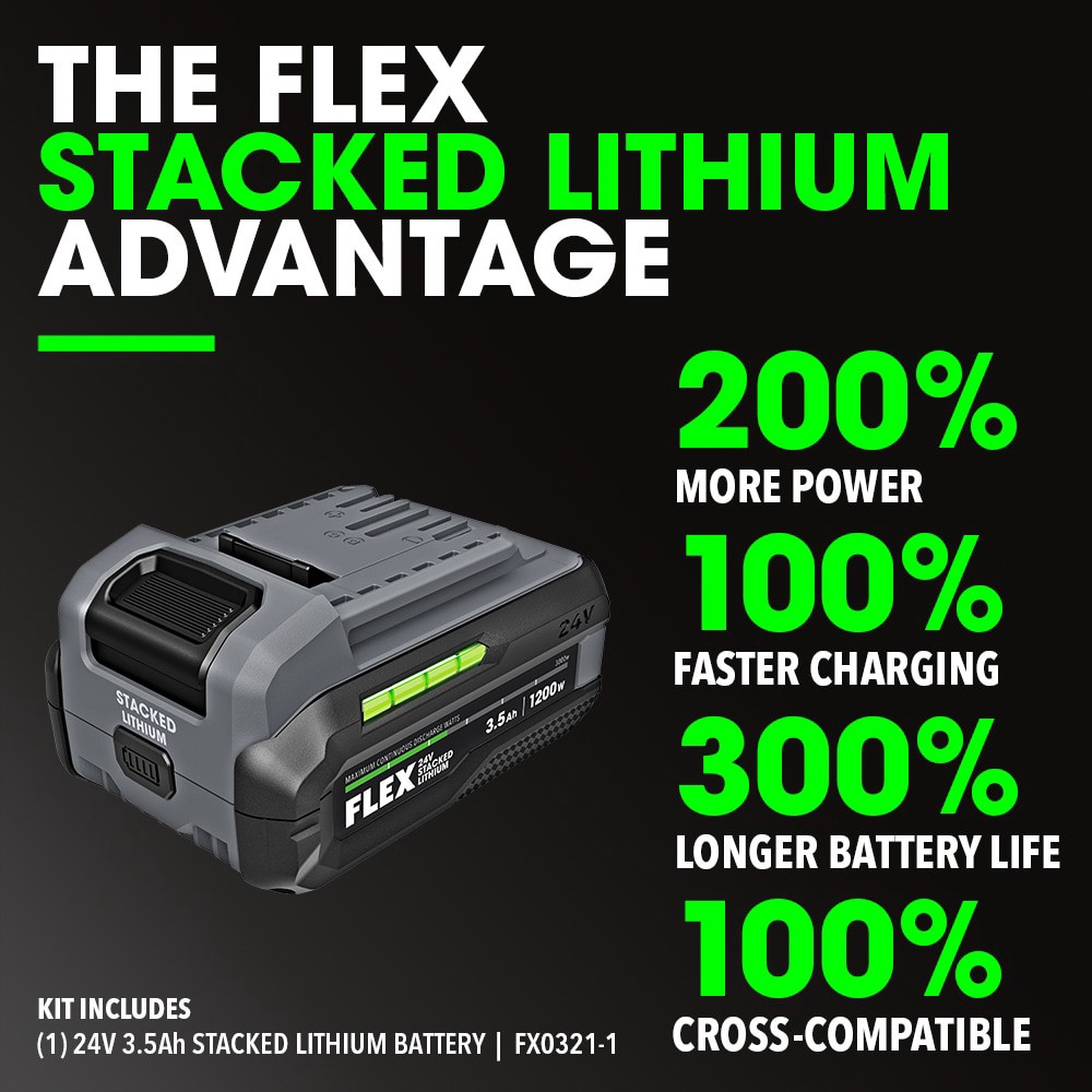 slide 6 of 6, FLEX STACKED LITHIUM Starter Kit 24 -Volt 1 -Pack Lithium-ion ( 3.5 Ah Battery and Charger ), 1 ct