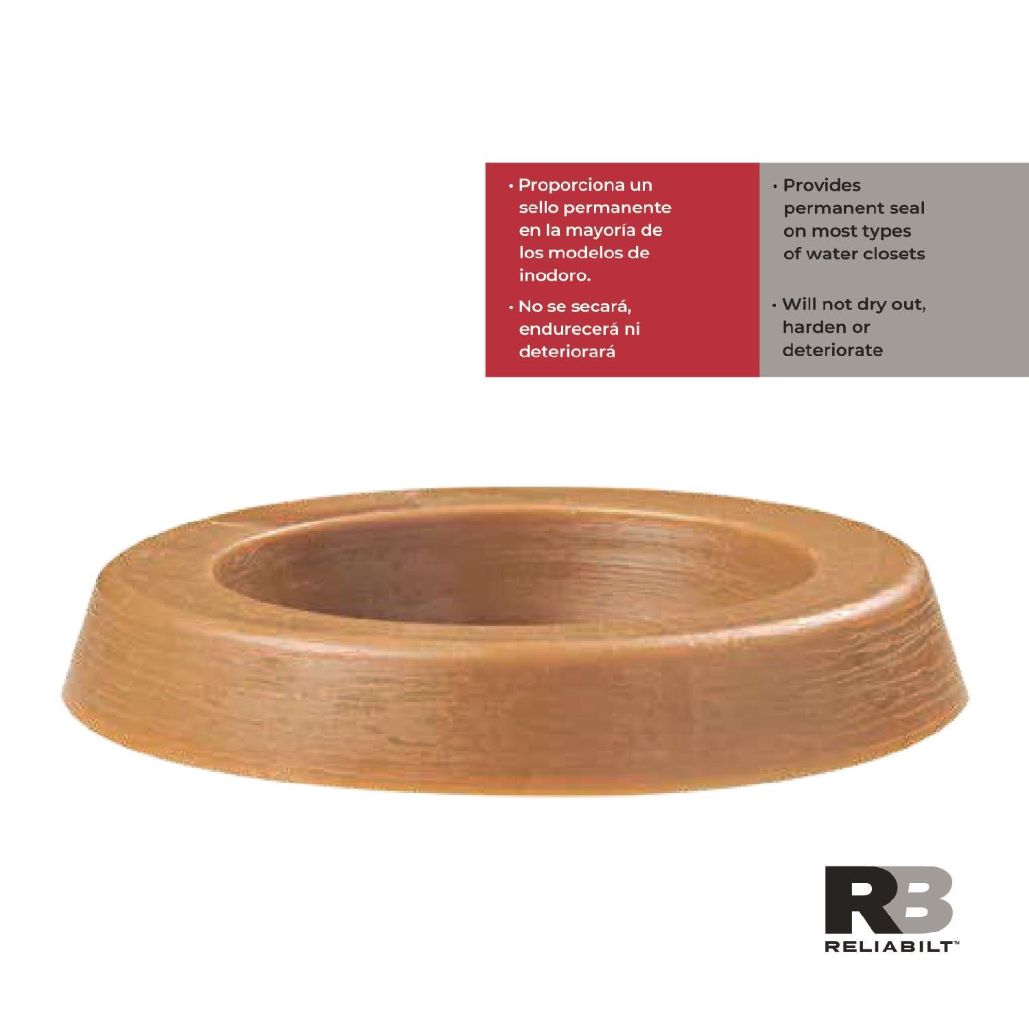 slide 2 of 5, RELIABILT 4.9-Inches Brown Wax Toilet wax ring, 1 ct