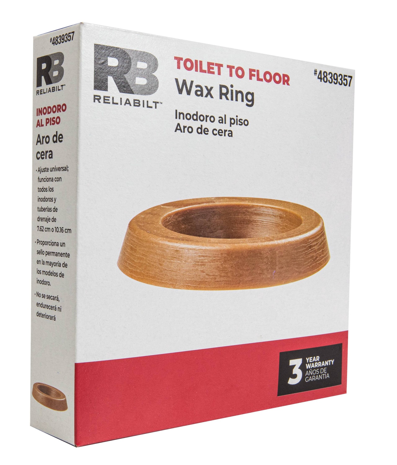slide 3 of 5, RELIABILT 4.9-Inches Brown Wax Toilet wax ring, 1 ct