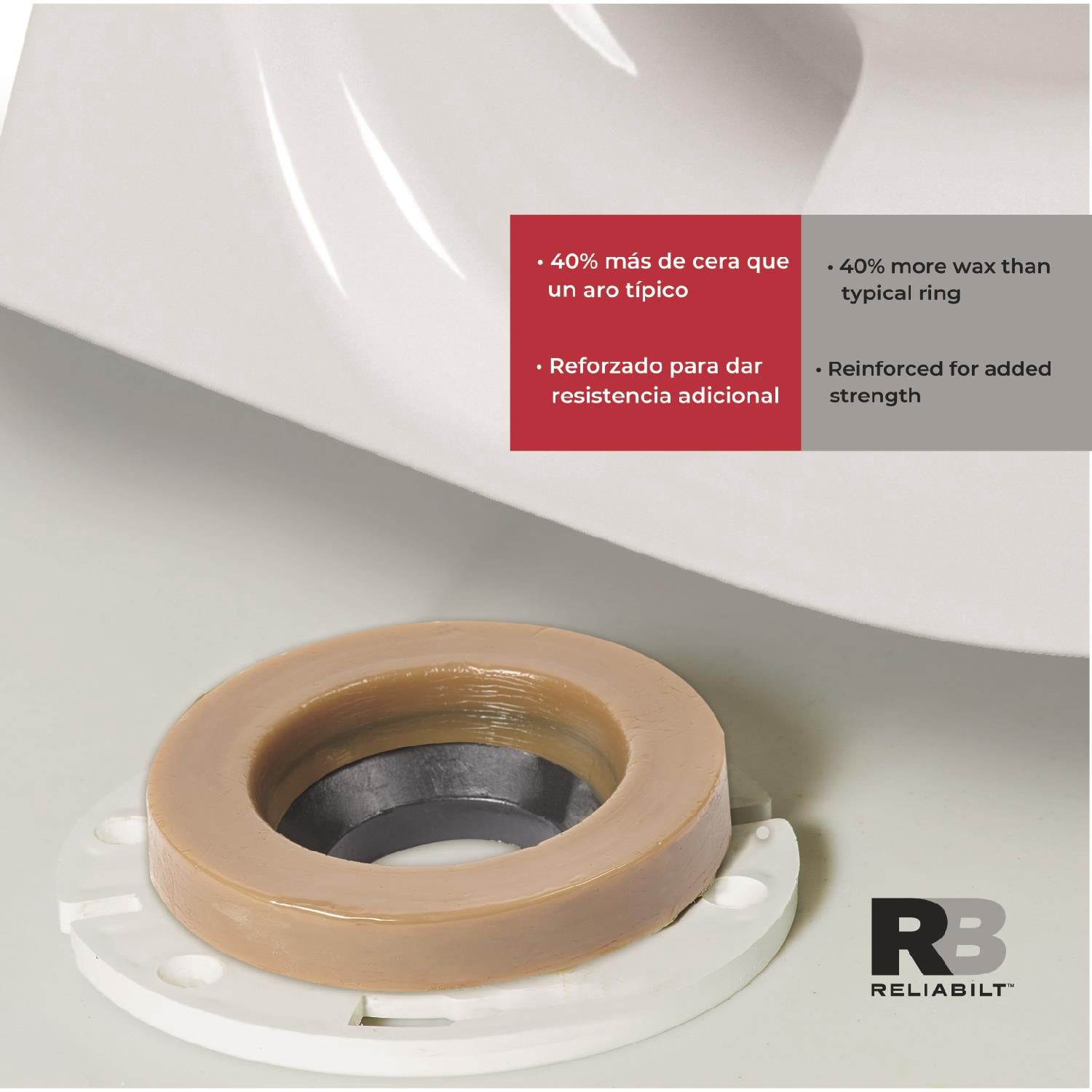 slide 2 of 5, RELIABILT Jumbo Reinforced 4.9-in Brown Wax Jumbo toilet wax ring, 1 ct