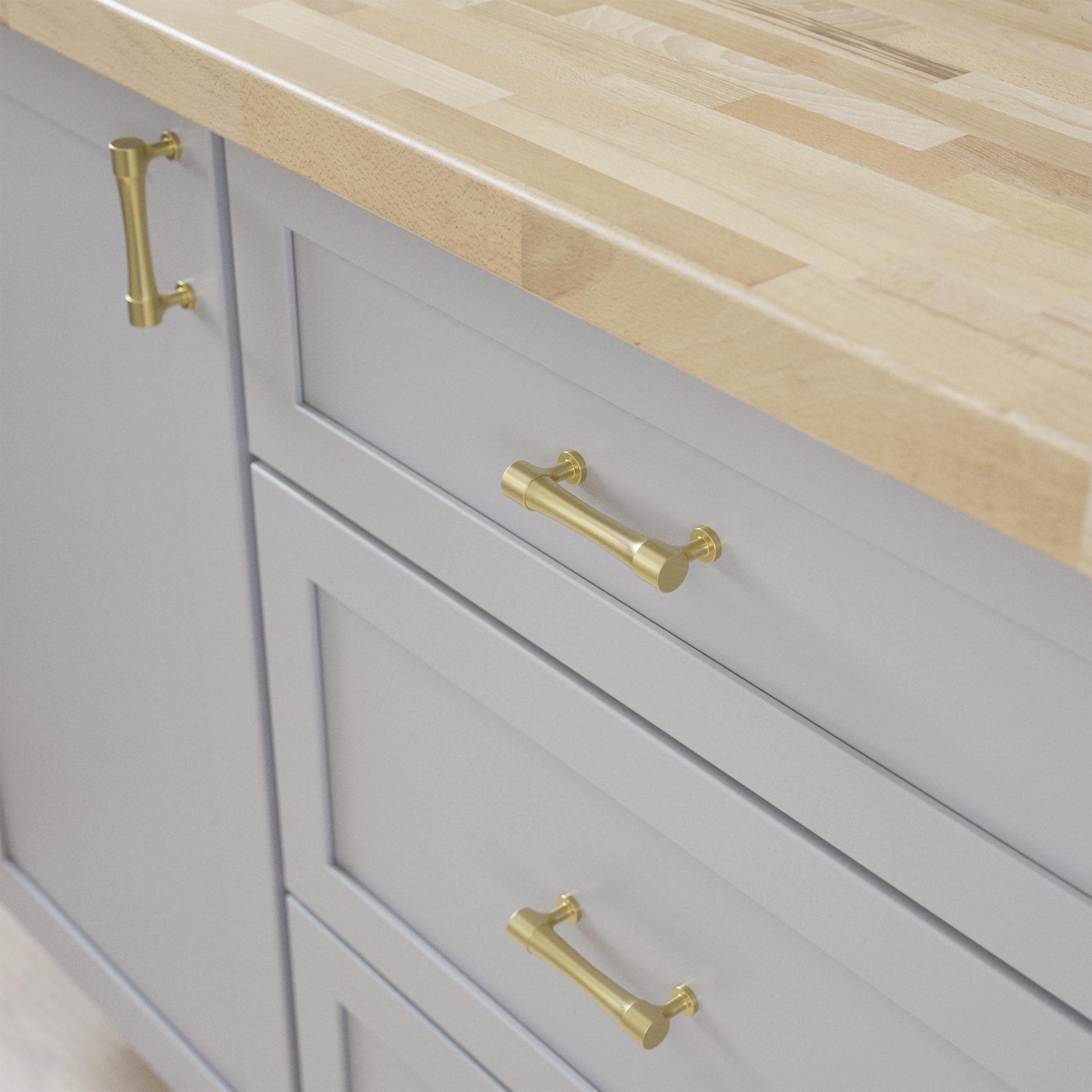 slide 2 of 6, Origin 21 Siri 3-in , 76mm Center to Center Brushed Brass Rectangular Bar Drawer Pull, 1 ct