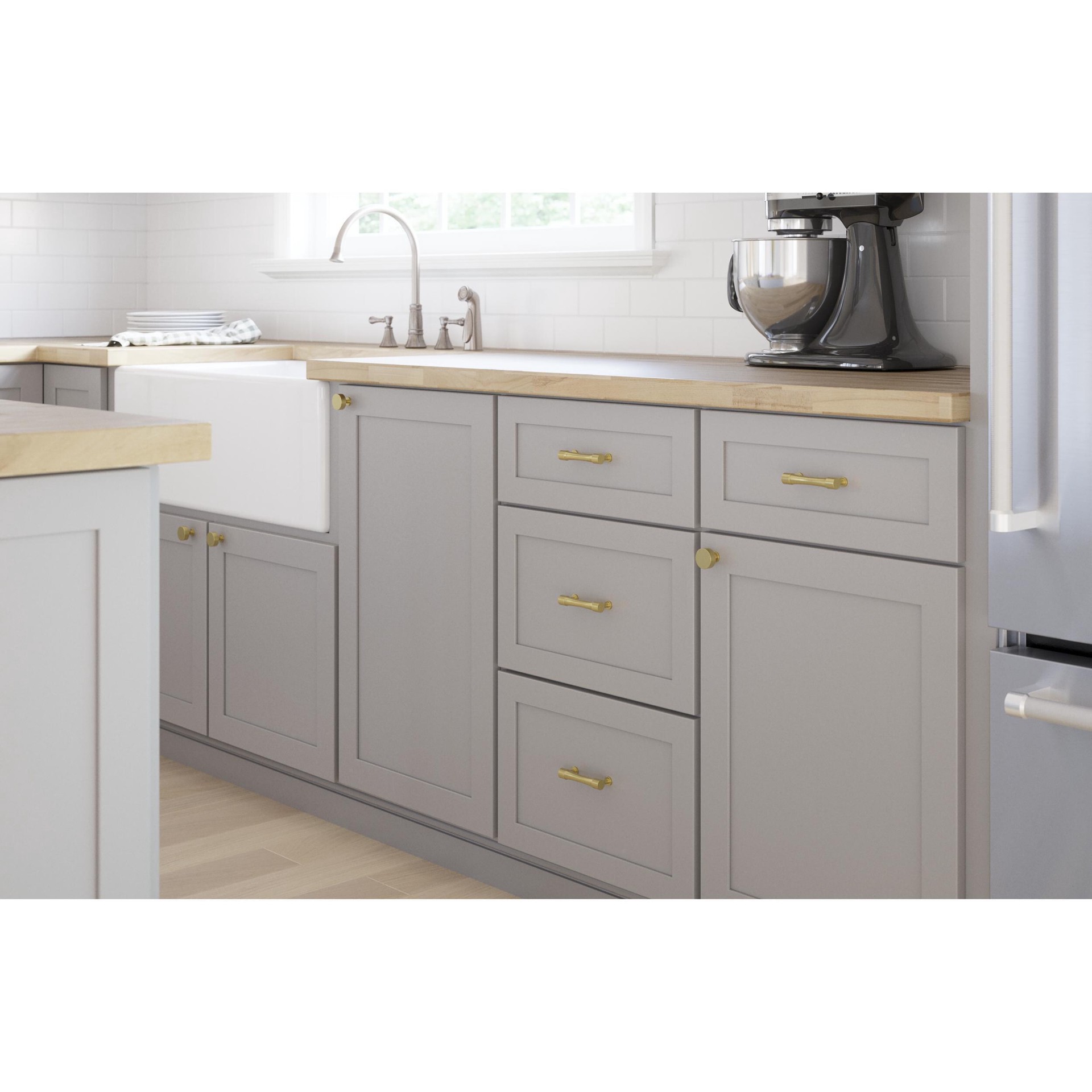 slide 6 of 6, Origin 21 Siri 3-in , 76mm Center to Center Brushed Brass Rectangular Bar Drawer Pull, 1 ct