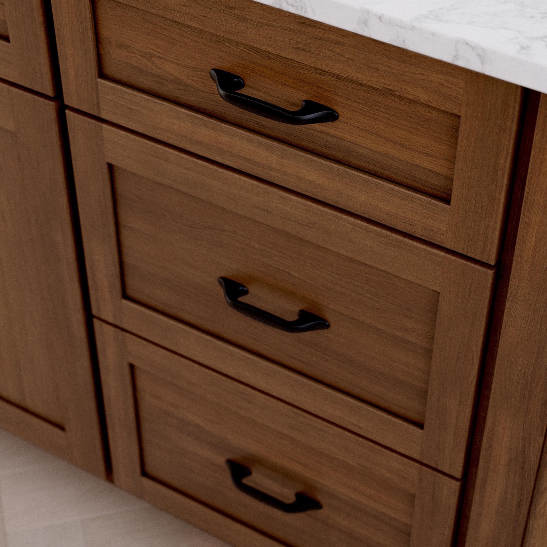 slide 2 of 6, allen + roth Tybalt 3-in or 3-3/4-in , 76mm or 96mm Center to Center Matte Black Dual Mount Rectangular Bar Drawer Pull, 1 ct